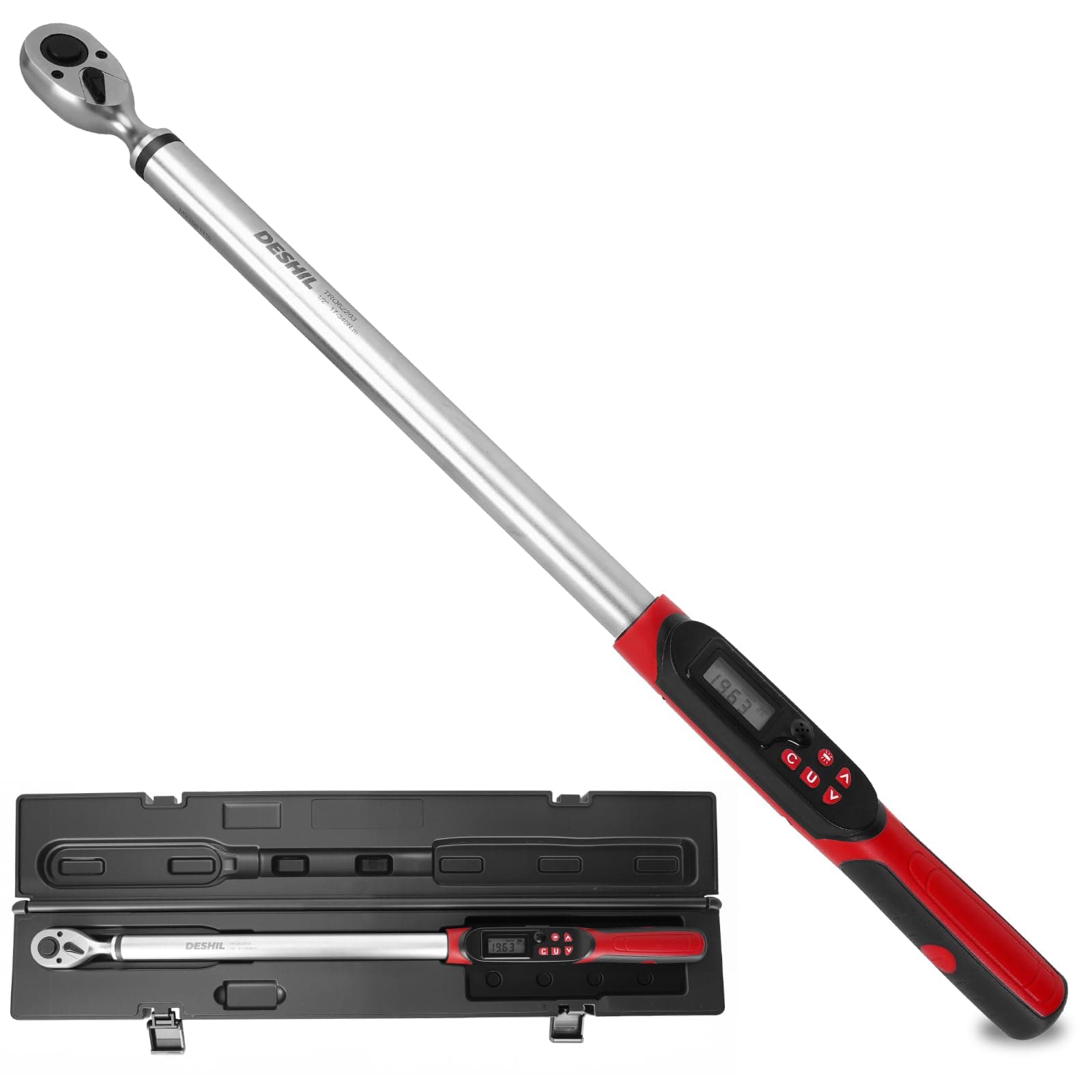 DESHILTorque Wrench, 1/2 Drive Digital Torque Wrench 12.5-250.8 ft-lbs(17-340Nm) ±2% High Accuracy, Inch Pound Torque wrench with Buzzer& LED Flash Notification, for Bike/Motorcycle/Auto Repair