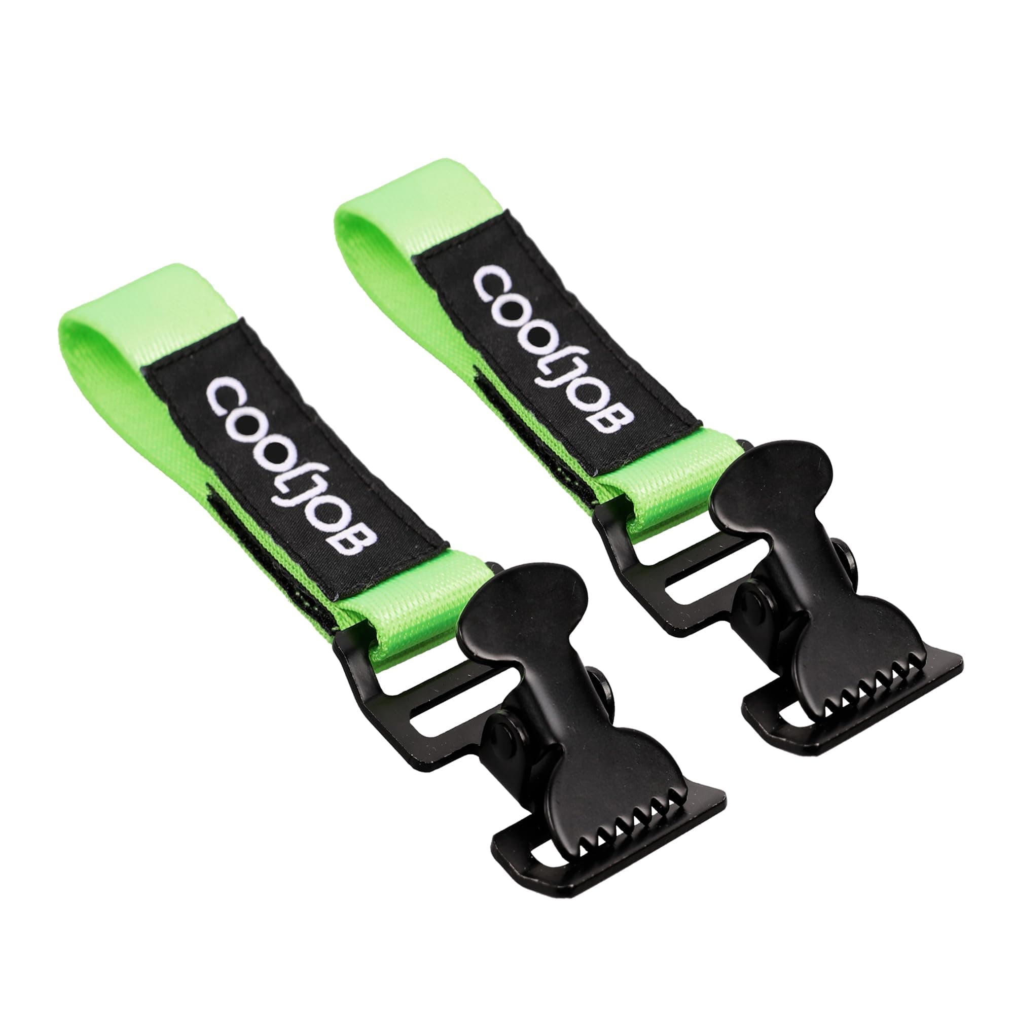 COOLJOB Metal Glove Holder Clips for Work, Clamp Keeper with Adhesive Strap for Belt, Turnout Gear, Helmet Strap, Firefighter, Guard, Labor, Heavy Duty Work, High-vis Fluorescent Yellow, 2 Pcs