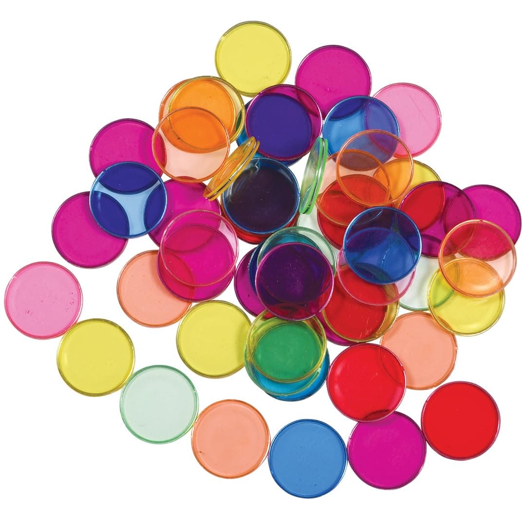 Steel-Ringed Transparent Plastic Counters -Set of 50