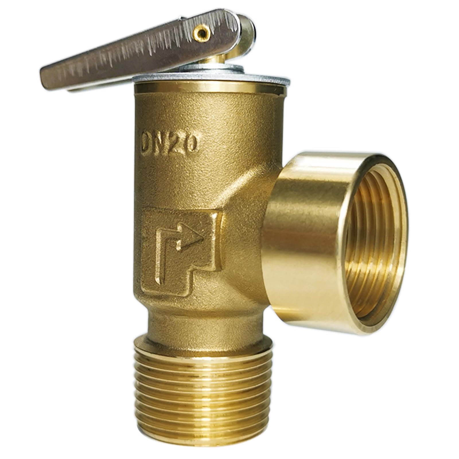75 PSI Water Heater Pressure Relief Valve, 3/4" NPT Connection, Max Input 510,000 BTU/h, Thickened Brass Body with Stainless Steel Spring Pressure Release Valve, Use for Cold & Hot Water System