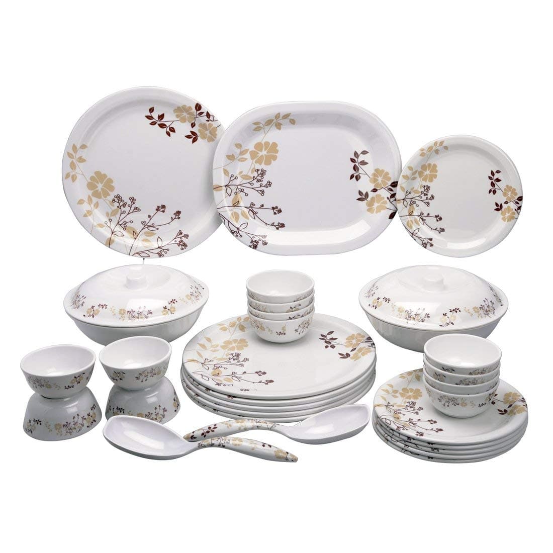 Melamine Dinner Set - 40 Pieces, White