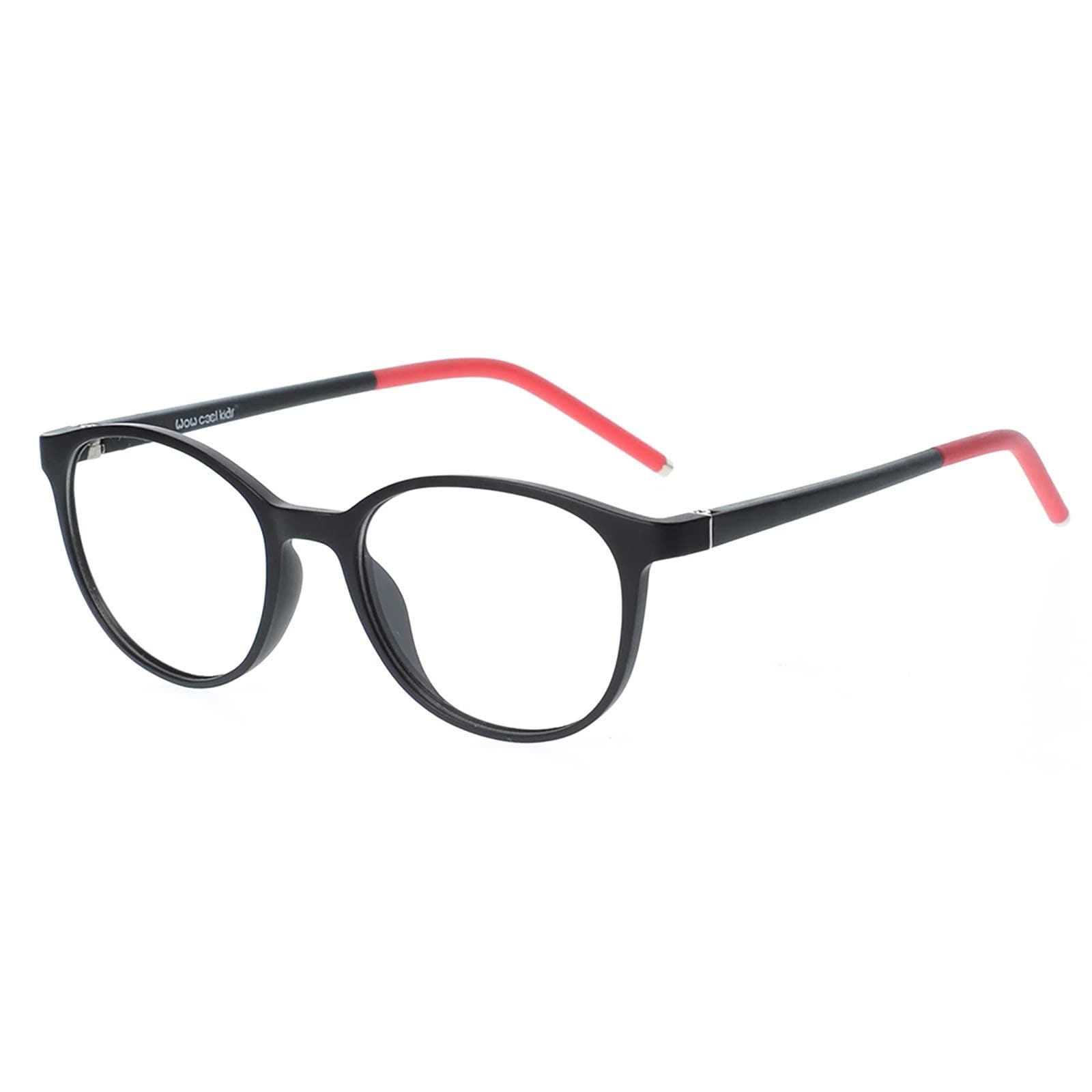 Teens Kids Glasses Frame Flexible Smart Looks Cute Black and Red Eyewear Frame with Clear Round Lens for Boys Girls(Age 5-12)