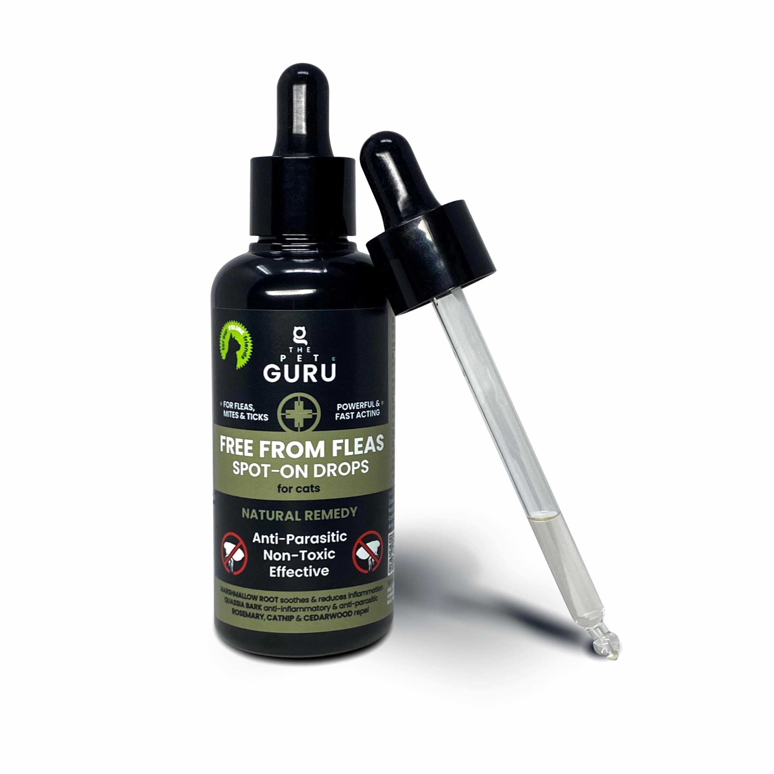 – FREE FROM FLEAS Spot-on Drops for Cats - Non-toxic Natural Fast Acting Spot-on Flea Treatment - Flea Control, 100ml