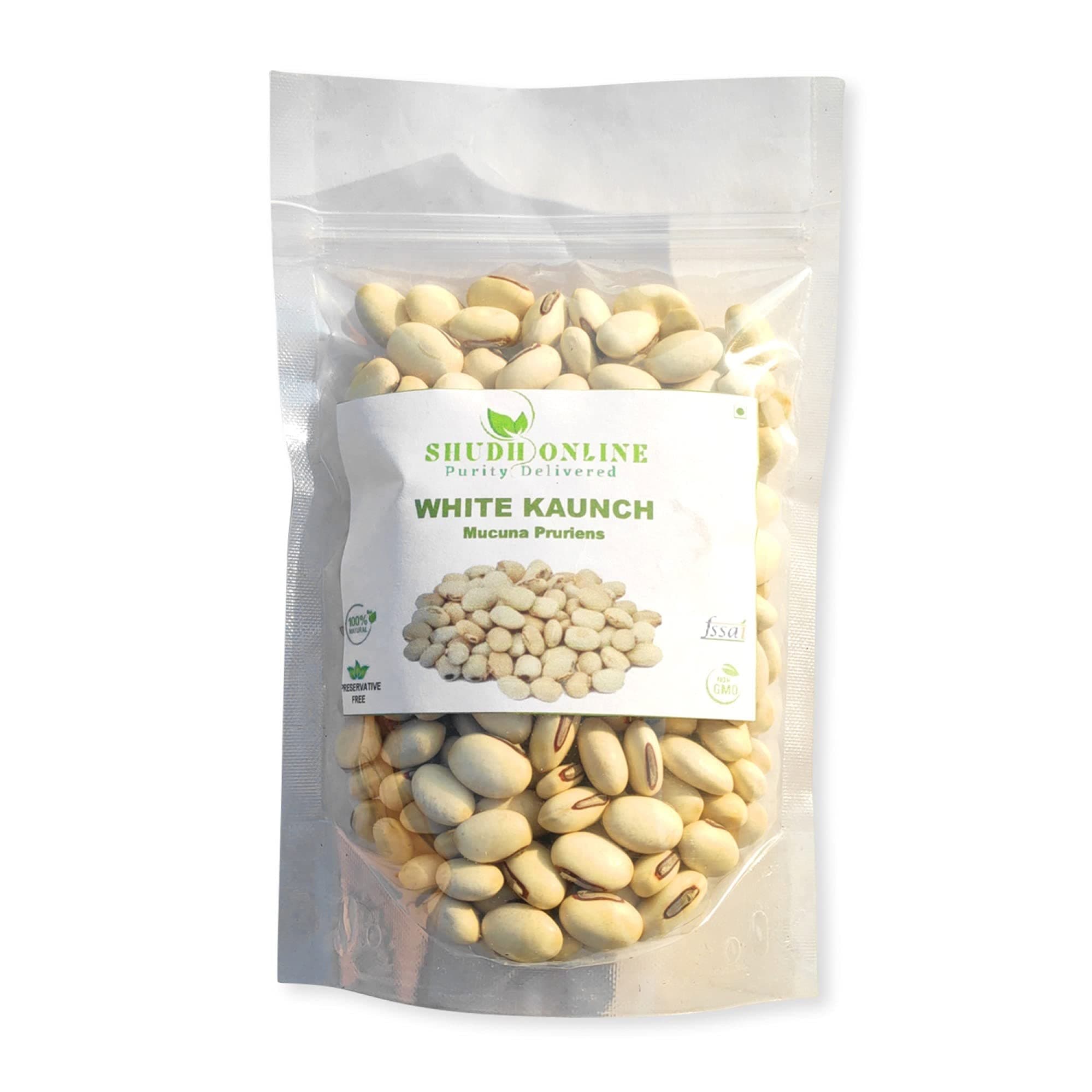 Shudh Online White Kaunch beej, Konch Seed, Safed Koch ke beej (50 Grams), Alkushi, Kauch, Mucuna Pruriens, Velvet Beans, Kapikachhu, Cowitch, Cowhage