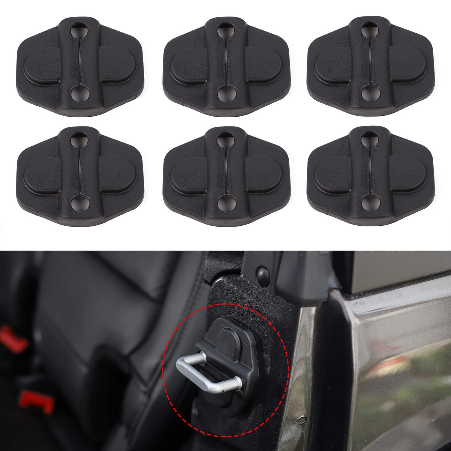 RT-TCZ for Jeep JLU Door Lock Cover Buckle Decor Trim Protector for Jeep Wrangler JLU 2018 up for Jeep Gladiator JT 2020 up Black Accessories 6pcs