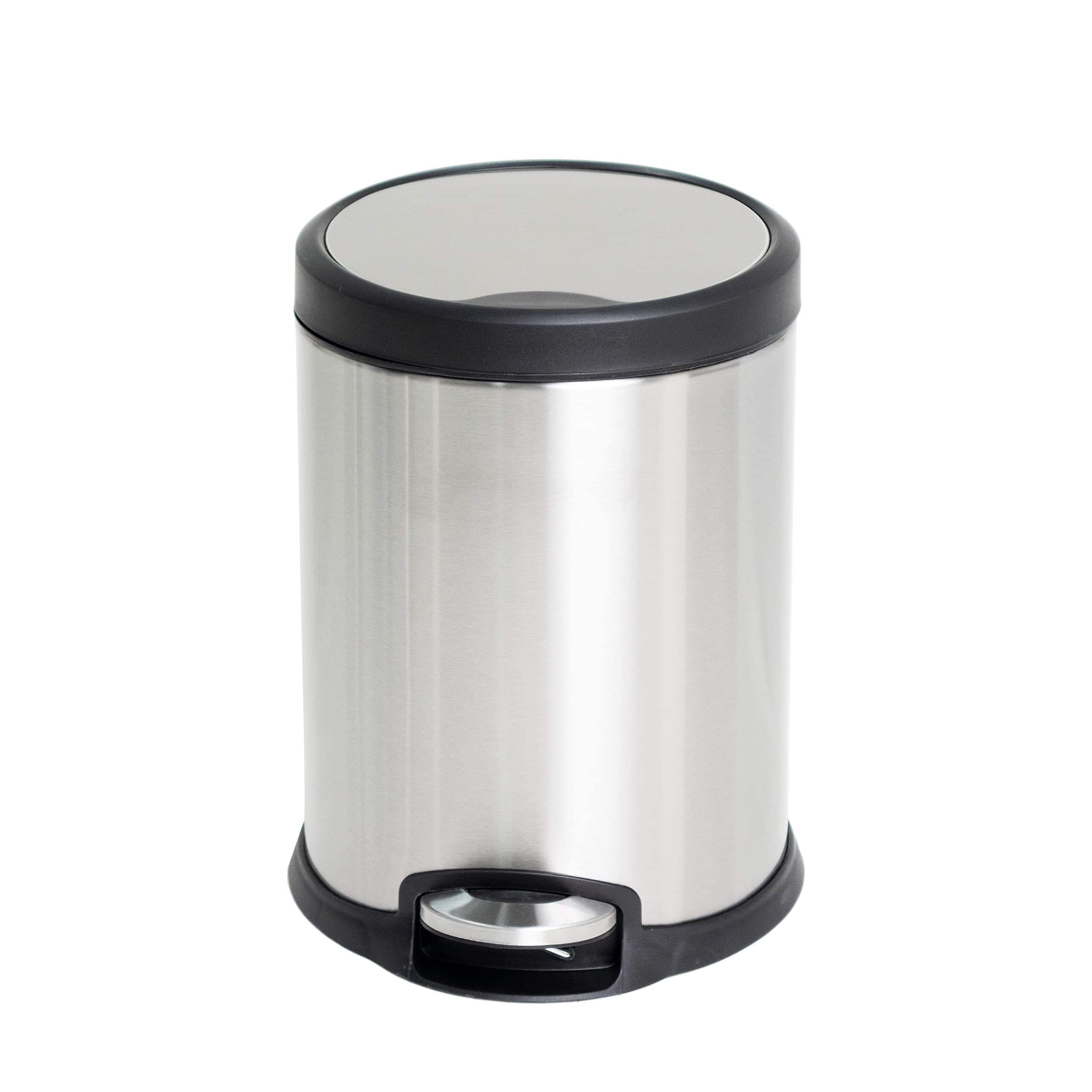 Orchid Stainless Steel Trash Bins, Recycle Bins, Round Step Waste Bin with Soft Close Lid, Durable Cantilever Foot Pedal Mechanism Steel Step Trash Can Wastebasket, Garbage Container Bin (5 Litre)