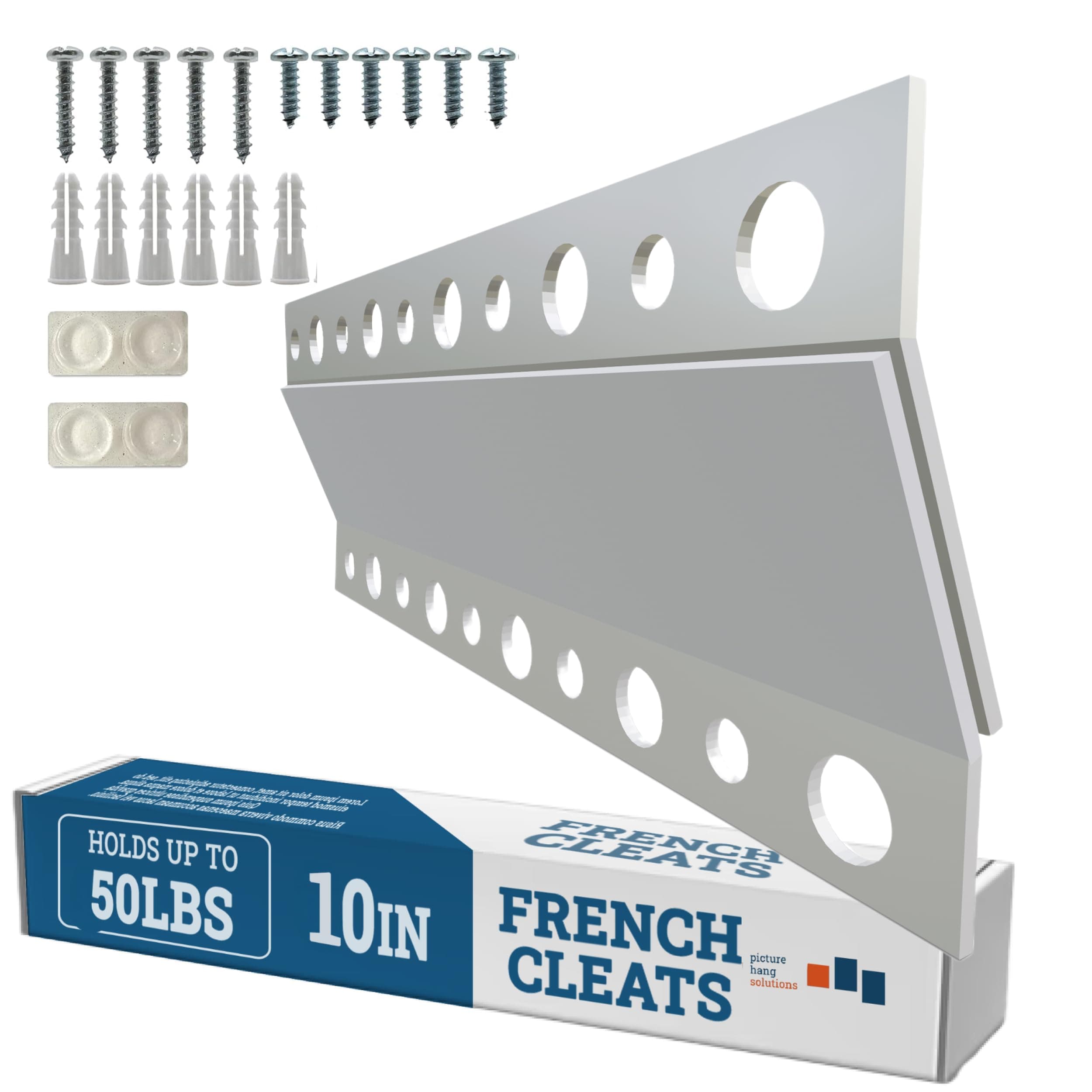 PHS French Cleat Hanger Heavy Duty 10 Inch – 30 Pack Picture Hanging Hardware & Mirror Hanging Hardware - Z Brackets for Mounting Mirror, Whiteboard, or Pallet – Supports 50 lbs, Silver