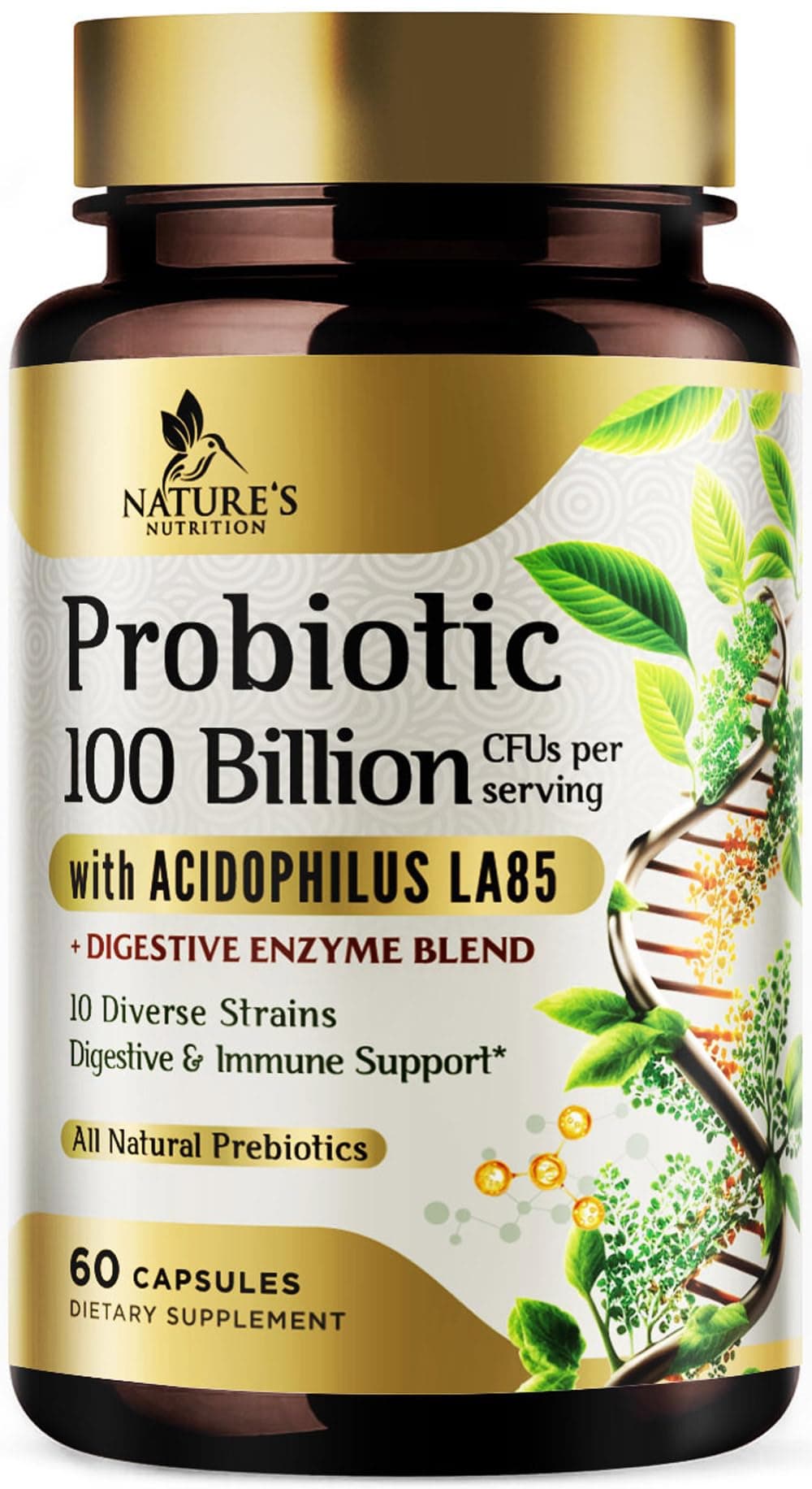 Probiotic 60 Billion CFU - 15x More Effective Lactobacillus Acidophilus Probiotics, Bottled in USA, Immune Support & Digestive Health Support for Women & Men, Non-GMO - 60 Capsules