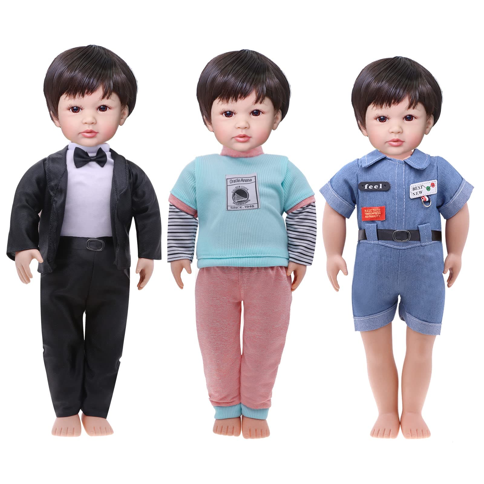 Voccim18 Inch Boy Dolls Clothes Outfits - Fashion Boy Doll Clothes with 3 Sets Black Tuxedo Business Suit Sportswear Daily Casual Wear Jacket Pants Clothing for Doll Accessories Girls Gift