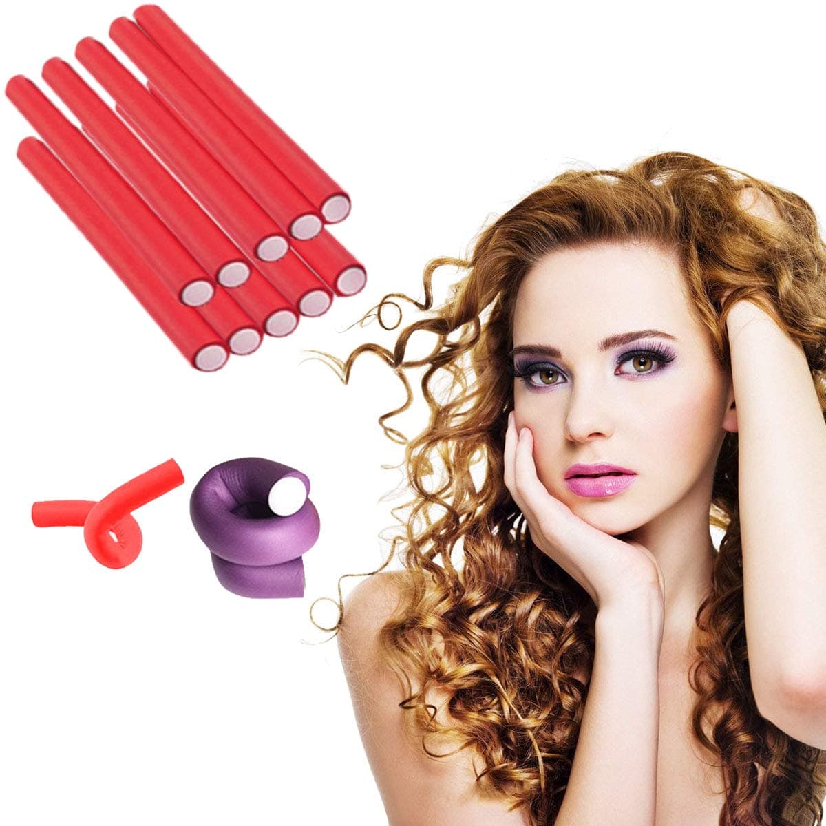 Wendy Queen Hair Flexible Curling Rods - 10 Pack Foam Flexi-Rods Curlers No Heat Hair Rollers Soft Foam Twist-Flex Rods For All Hair Types and Lengths - 9.5" Long