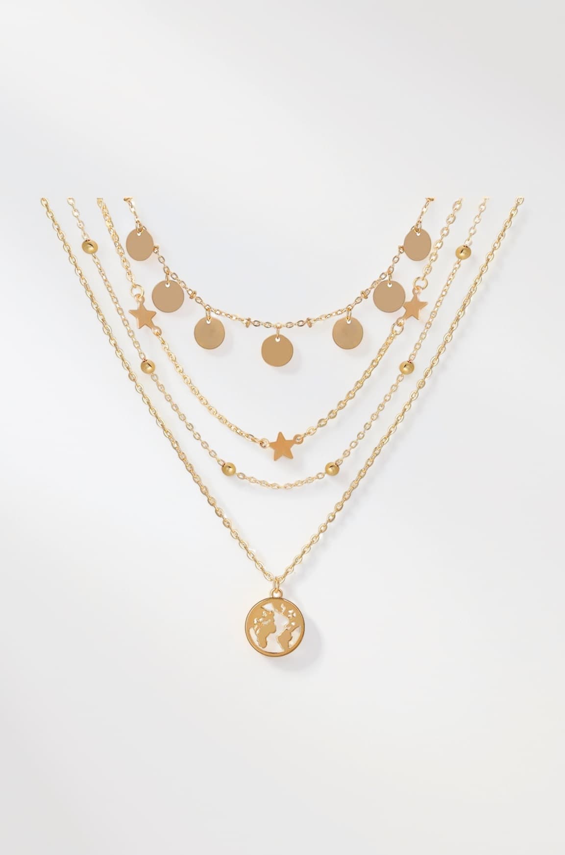 Latest Layered Western Non Precious Base Metal Cubic Zirconia Golden Neck Chain Pendant Necklace Jewellery for Women (12178np)