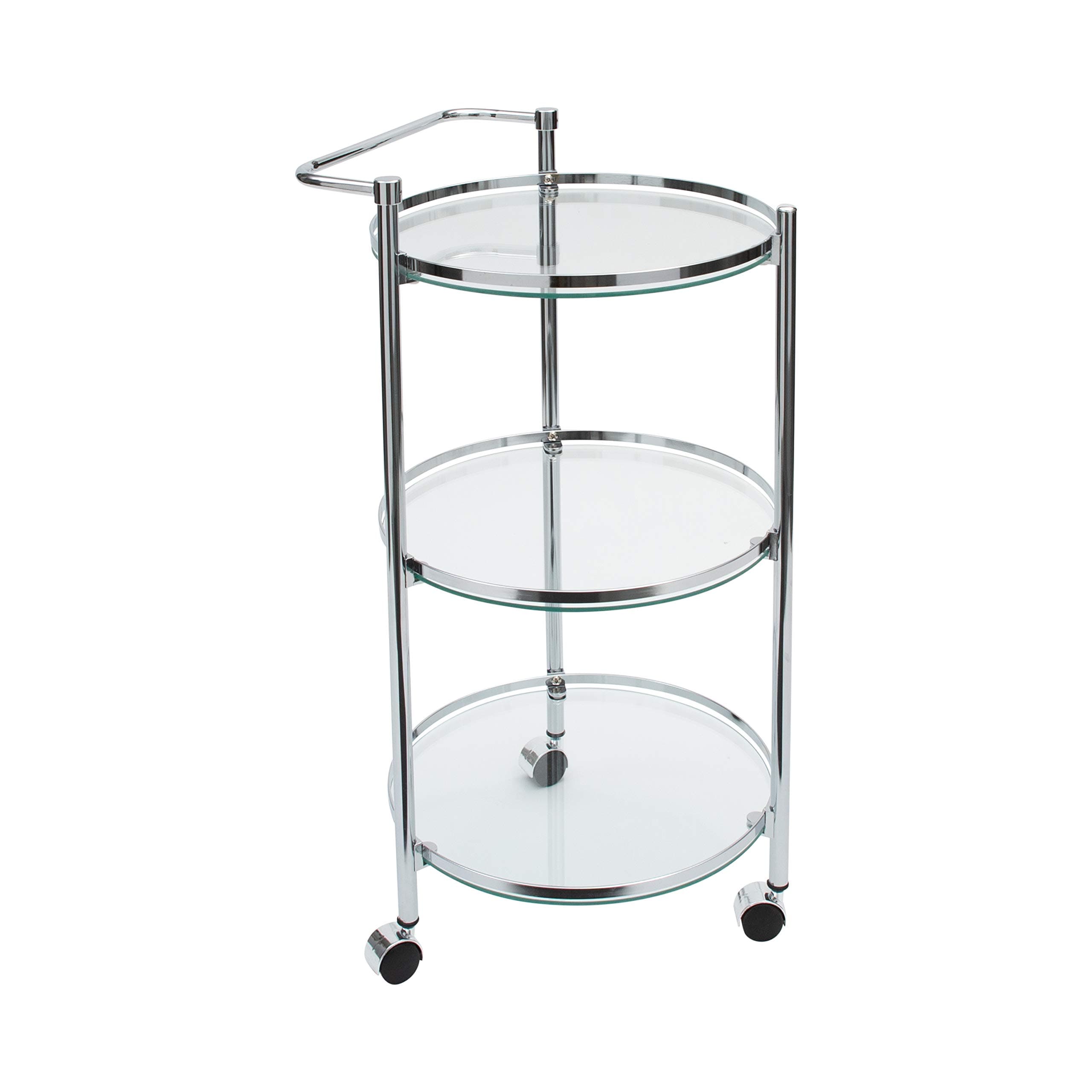 Organize It All Rolling 3 Tier Glass Circular Serving Cart