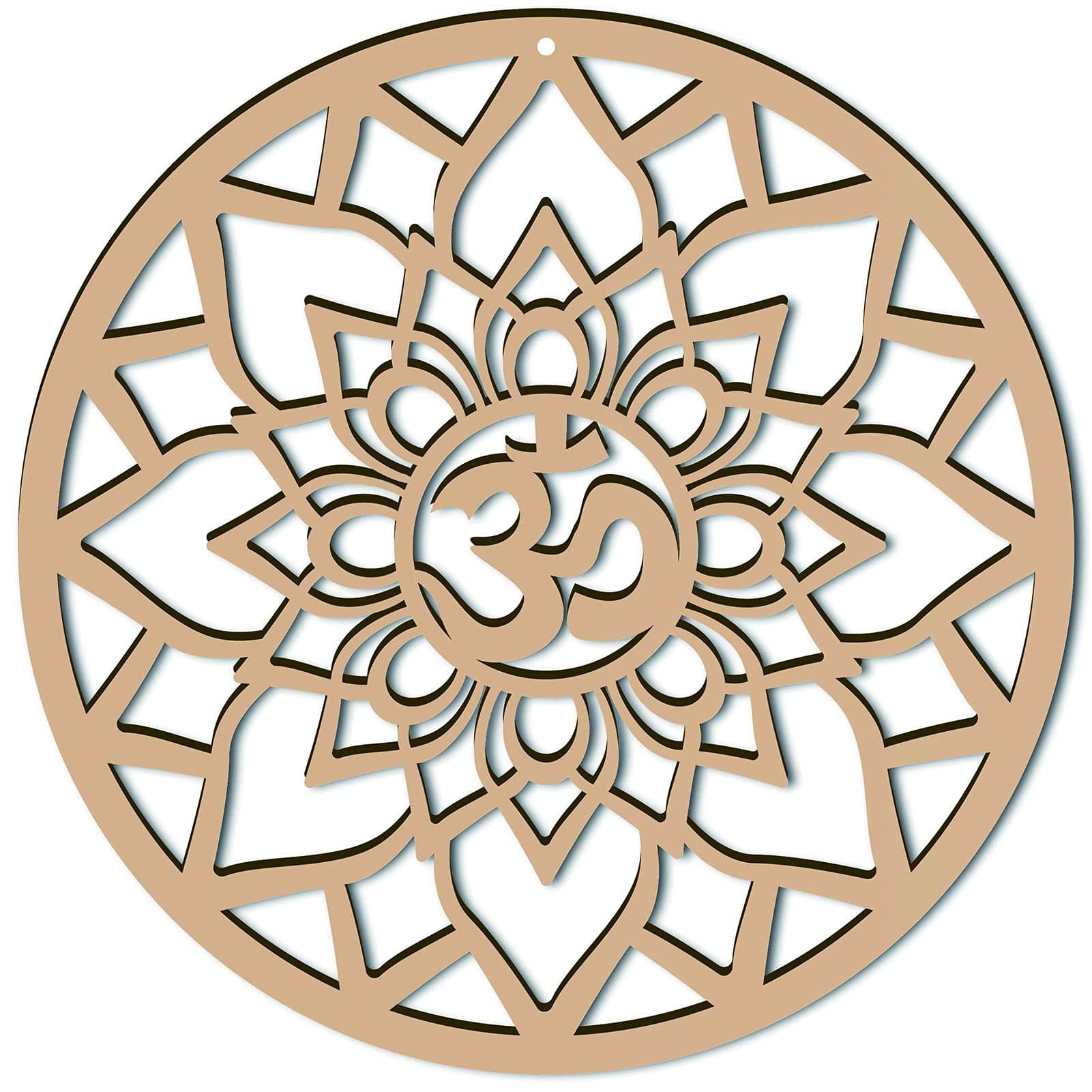 CREATCABIN 12inch Lotus Wall Decor Wooden Wall Art Crystal Grid Sacred Geometry Laser Cut Wall Sculpture Hanging Decor Spiritual Round for Housewarming Home Office Yoga Studio Decoration