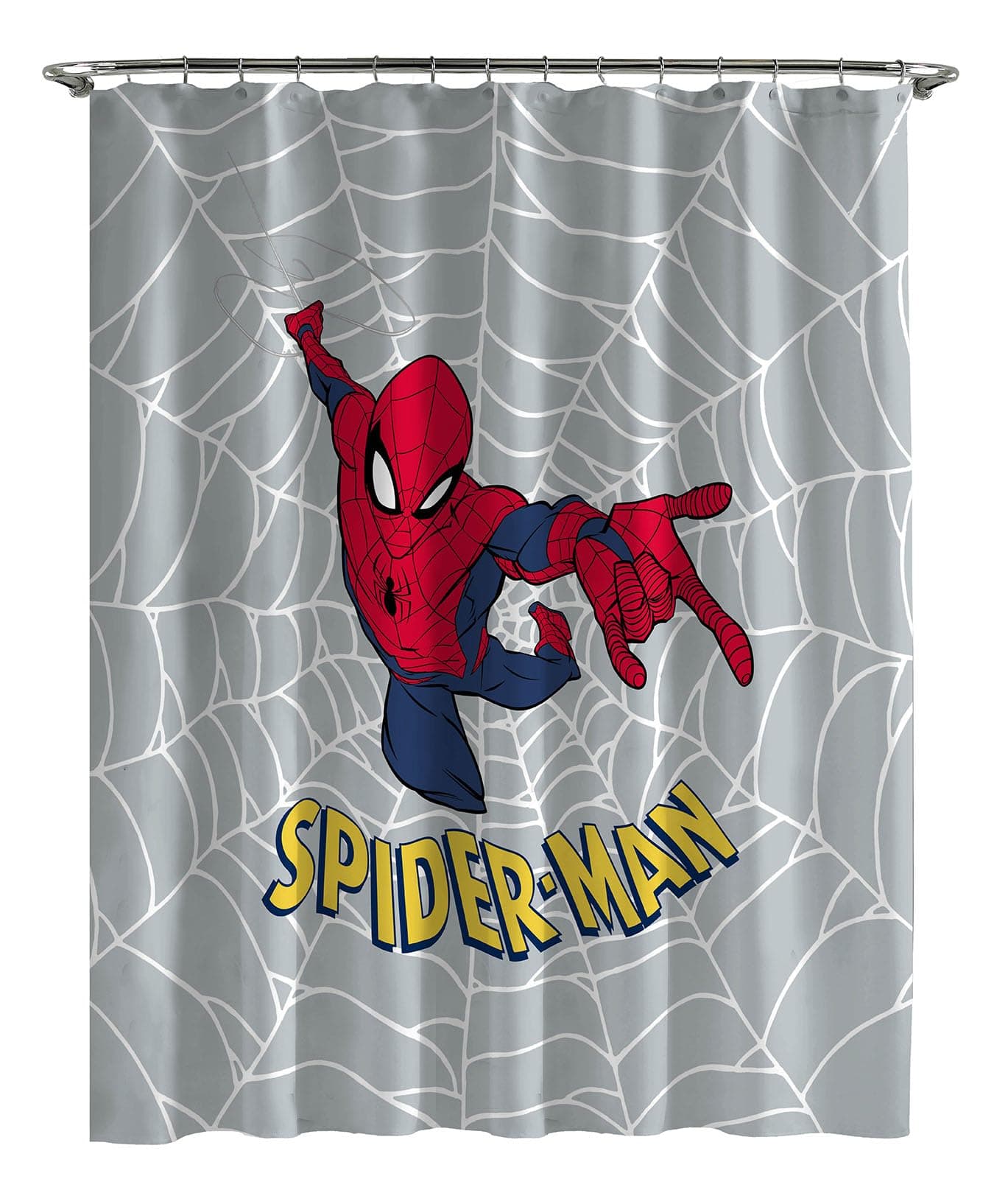 Jay Franco Marvel Spiderman Fabric Shower Curtain - Kids Grey Bathroom Decor