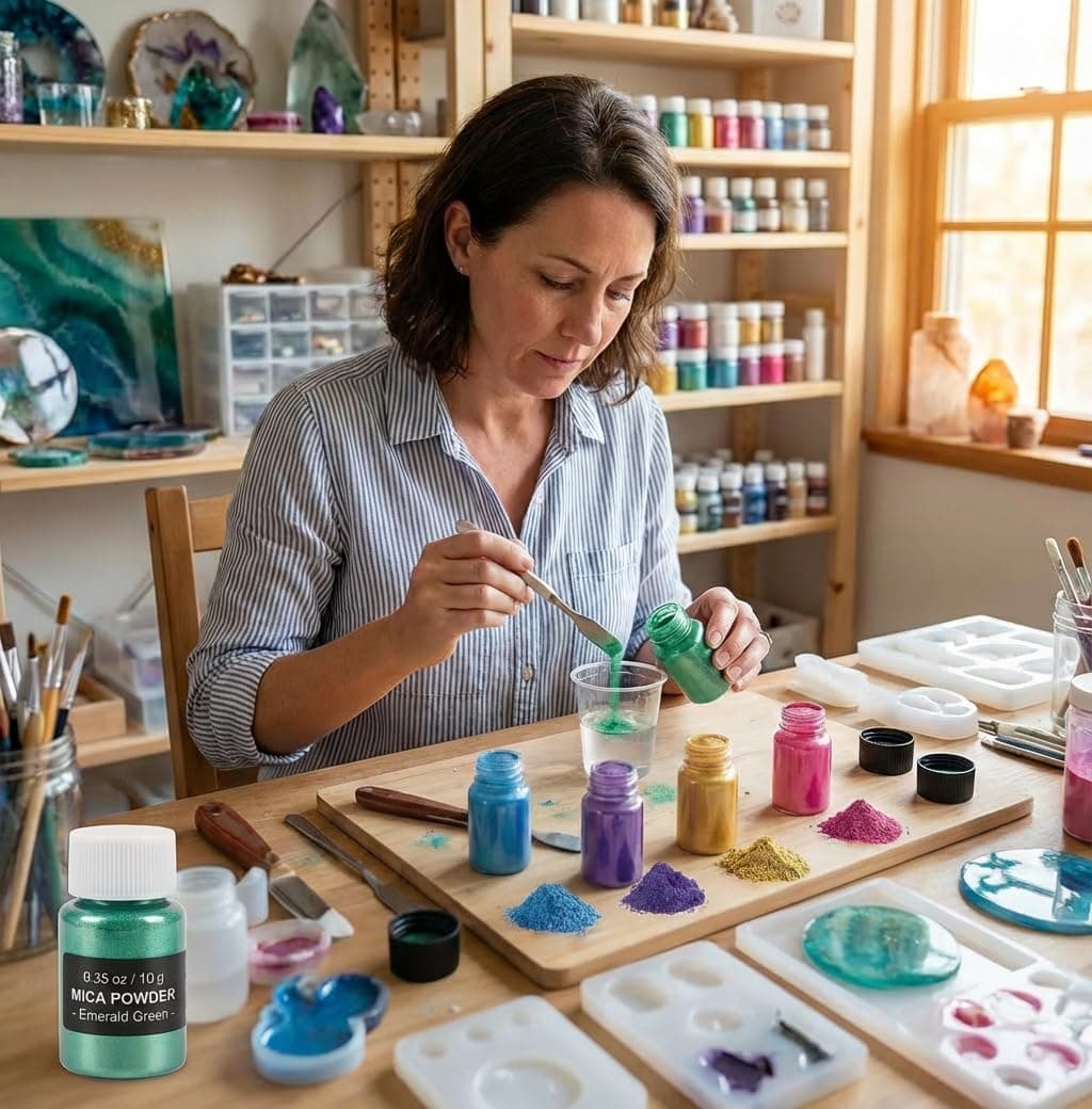 SEISSO Mica Powder- Natural Powder Pigments- Epoxy Resin Dye- for DIY Slime, Adhesive Pigments, Bath Bomb Dyes, Soap Making, Etc. (15 Colors 10g/0.35oz Each)