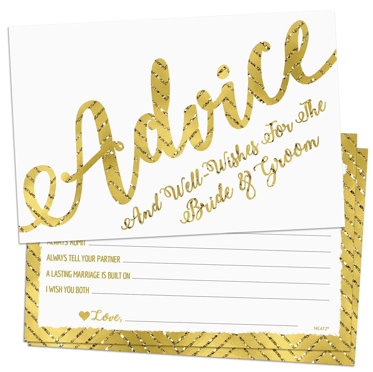 50 Wedding Advice Cards & Well Wishes for the Bride and Groom - Bridal Shower Games, Wedding Games, Wedding Decorations, Wedding Guest Book Alternative