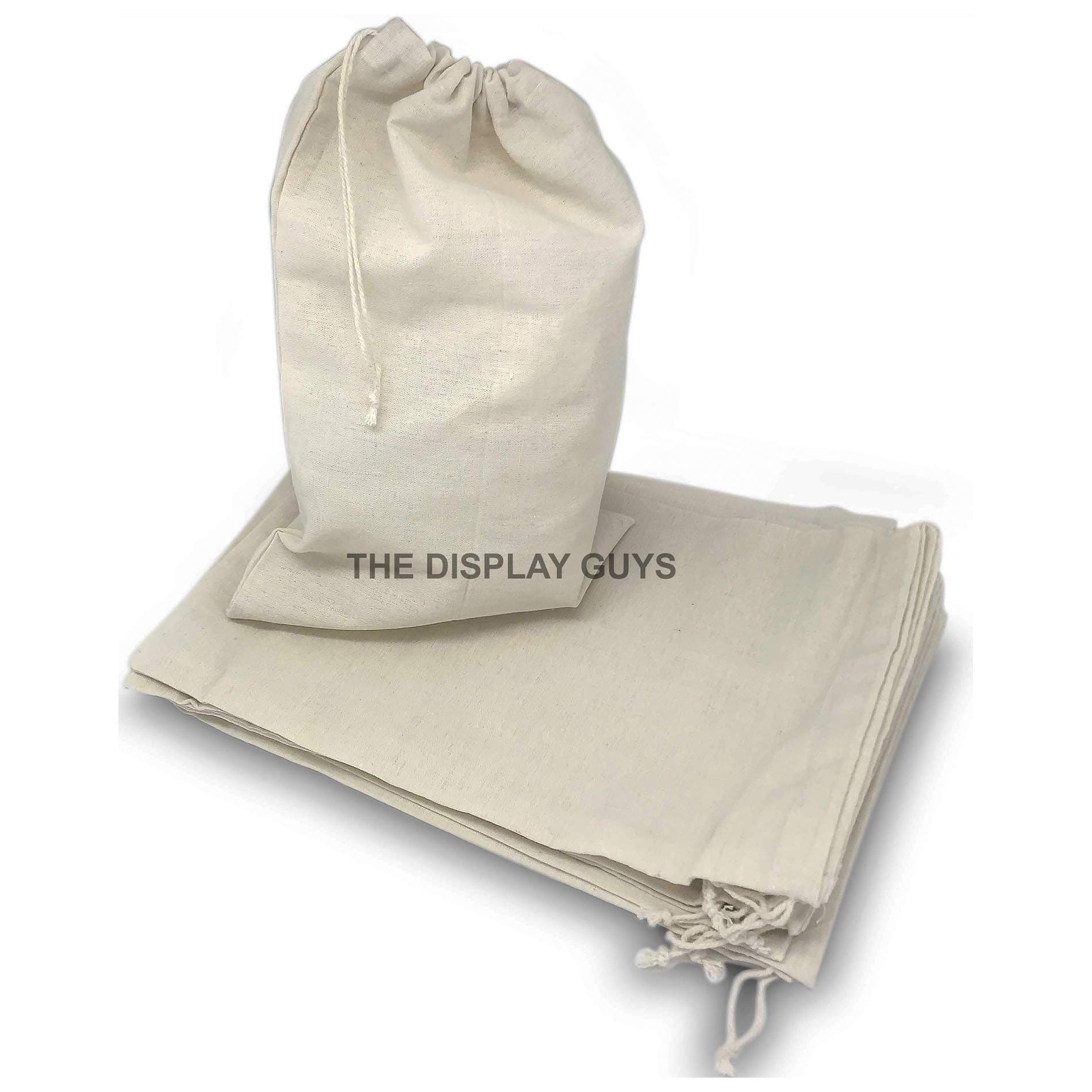 12 Pack 8"x12" Thick Cotton Muslin Party Favor Gift Bags with Drawstring Natural Color, Reusable & Washable