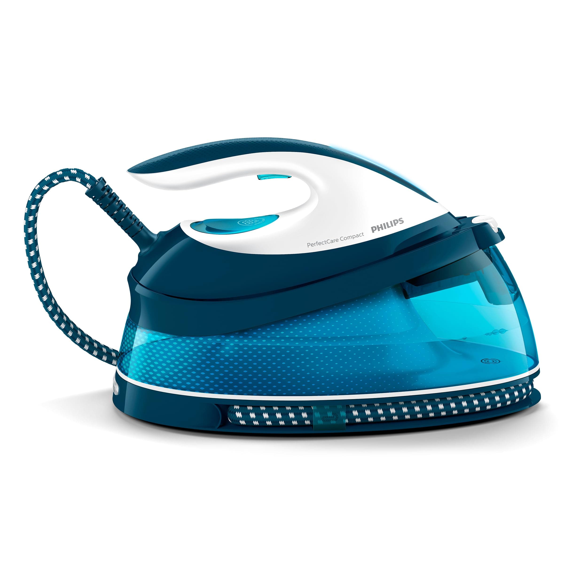 PerfectCare Compact Steam Generator Iron, 1.5L Water Tank, Energy Saving, ECO Mode, No Burns with OptimalTEMP Technology, SteamGlide Soleplate (GC7840/26)