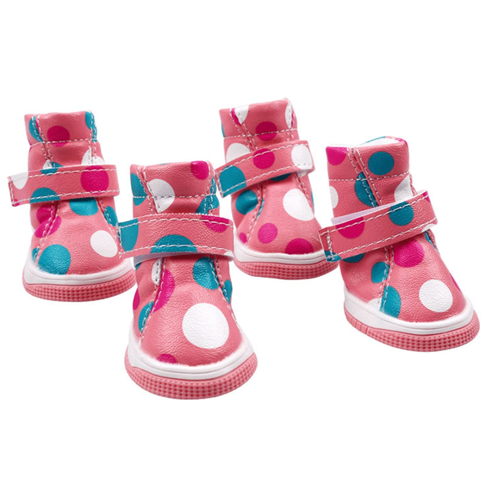 guohanfsh Cute Pet Accessories for Dog,4Pcs Pet Shoes Eye-catching Waterproof Faux Leather Anti-Slip Puppy Snow Boots Pet Paw Protector for Autumn Pet Shoes