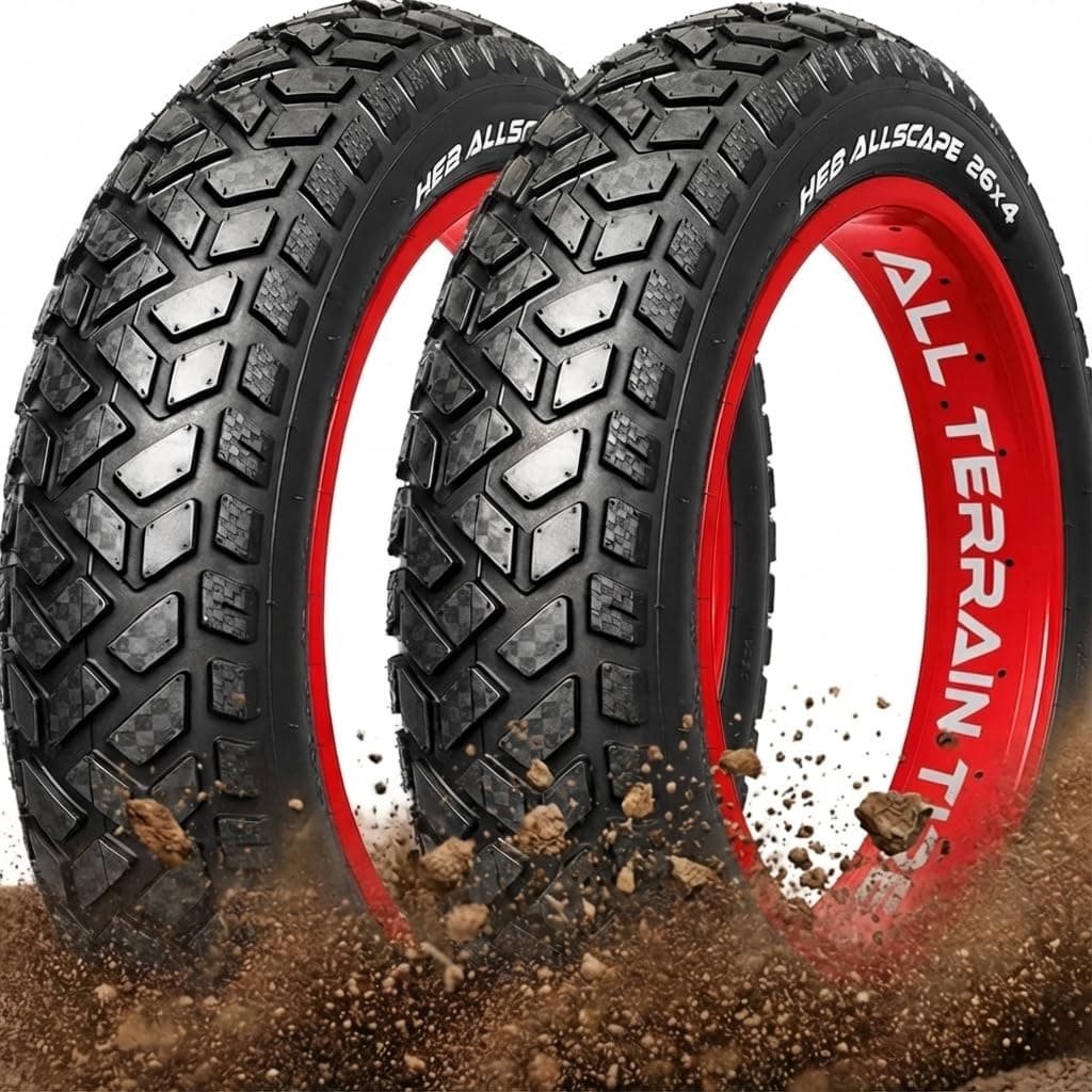 HEB Allscape 26x4.0 E-Bike Fat Tire – Puncture Resistant 26 Inch Electric Bike Tire, 2X Thicker Heavy Duty 26x4 Ebike Tire for 26x4.0 Fat Tire E Bikes, All-Terrain Street & Trail – 2 Pack
