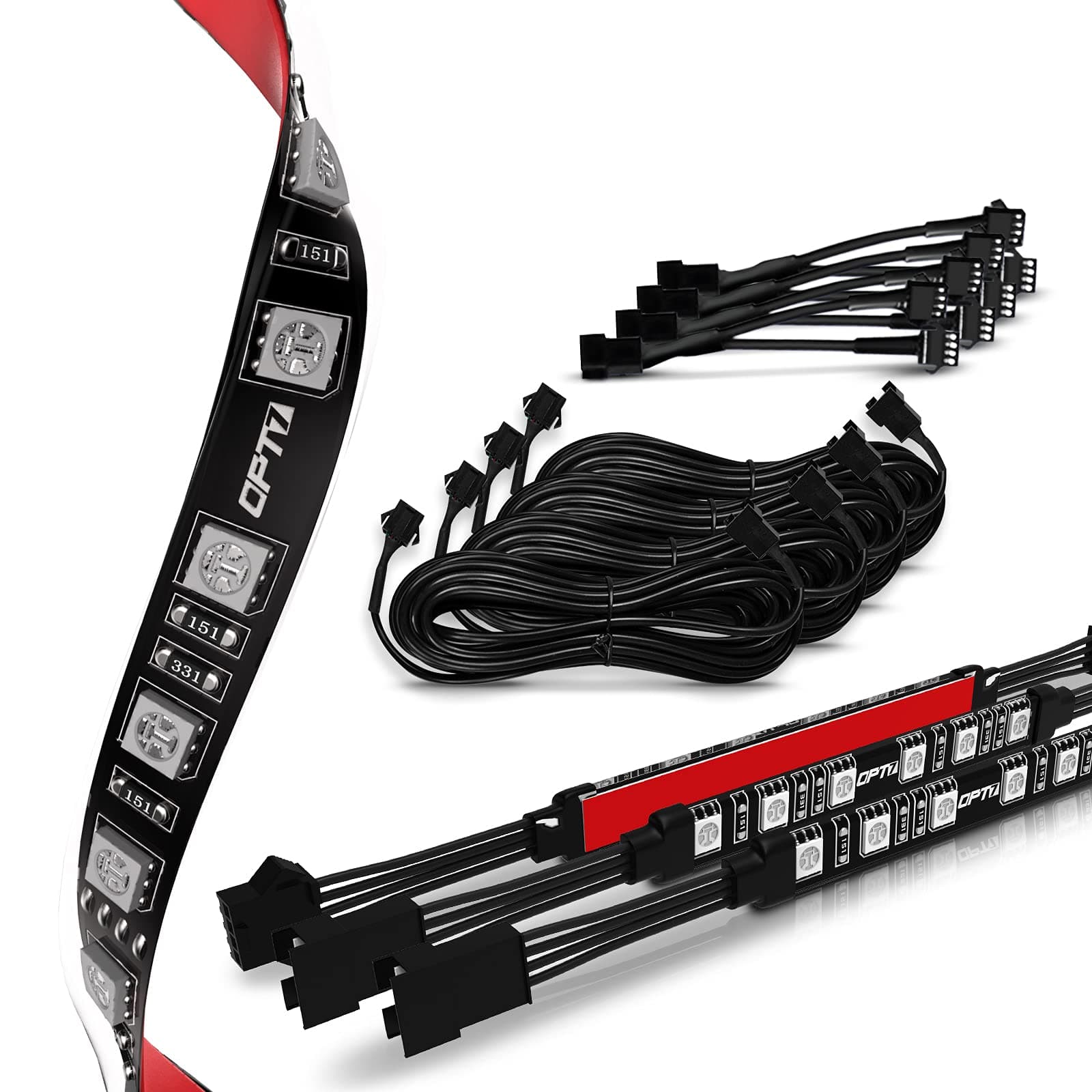 OPT7 4pc Aura LED Expansion Pack - 5" Inline Strips with Splitters and Extensions