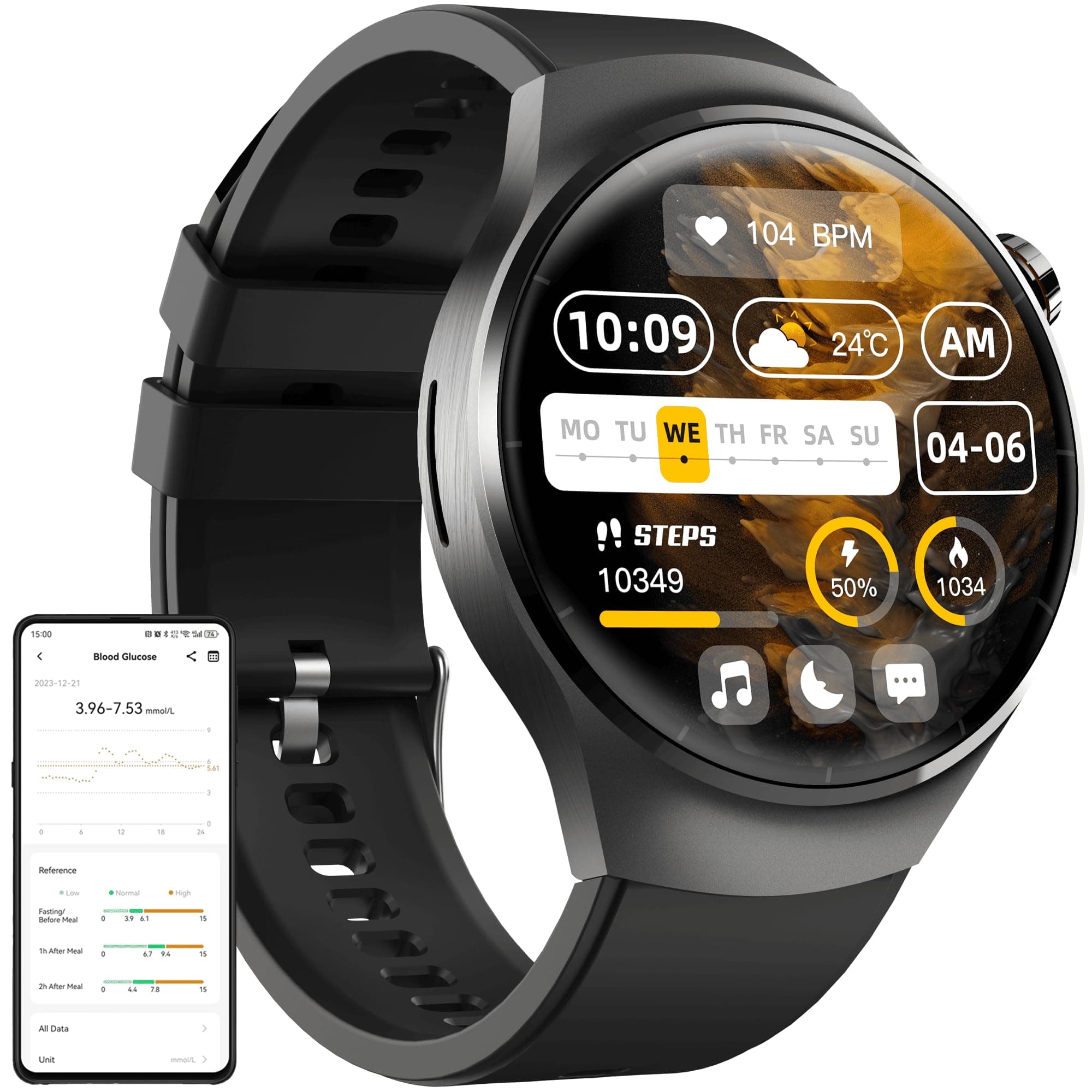 Smart Fitness Watches, Sports Watch & Fitness Trackers, 1.55” HD Touchscreen, 24/7 Health Monitoring with ECG, Blood Oxygen & Sleep Tracking, 150+ Sports Modes, IP67, for Men & Women