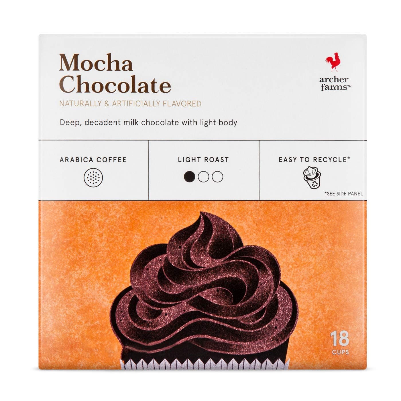 Archer Farms Mocha Chocolate Light Roast Coffee, 6.35 OZ, 18 K-Cups (One pack)