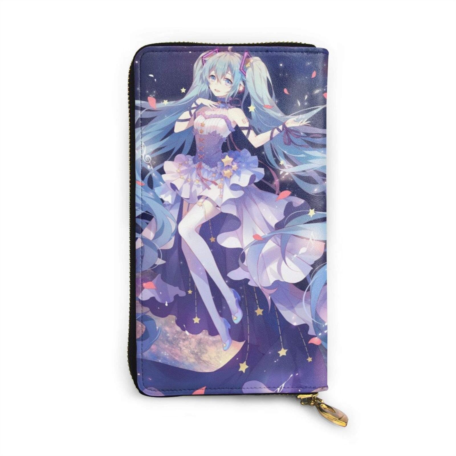 Treasurem Hatsune Miku Anime Youth Leather Coin Purses Zip Wallet,Cartoon Chic Popular Leather Craft Card Package Advanced Waterproof Wallets Luxury Fashion Purse for Girls,Women,Men