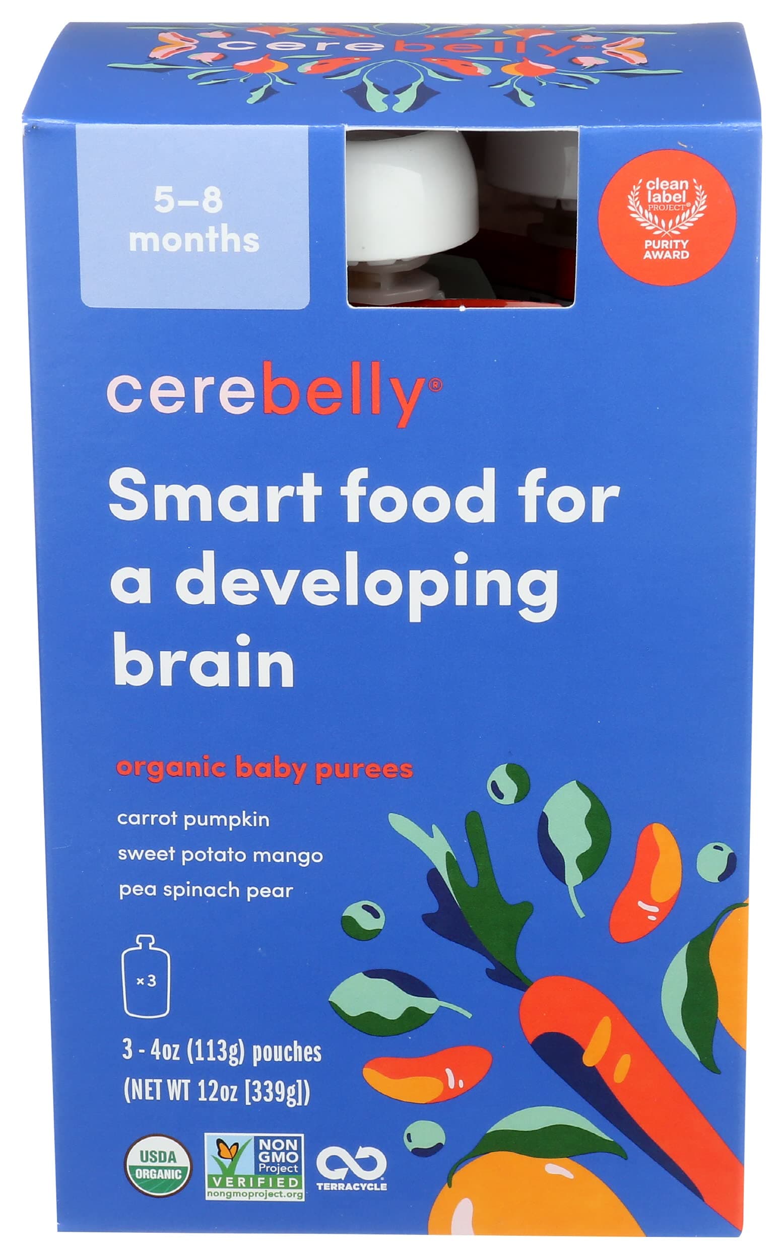 CerebellyOrganic Variety Pack 5-7 Months Baby Purees, 4 OZ