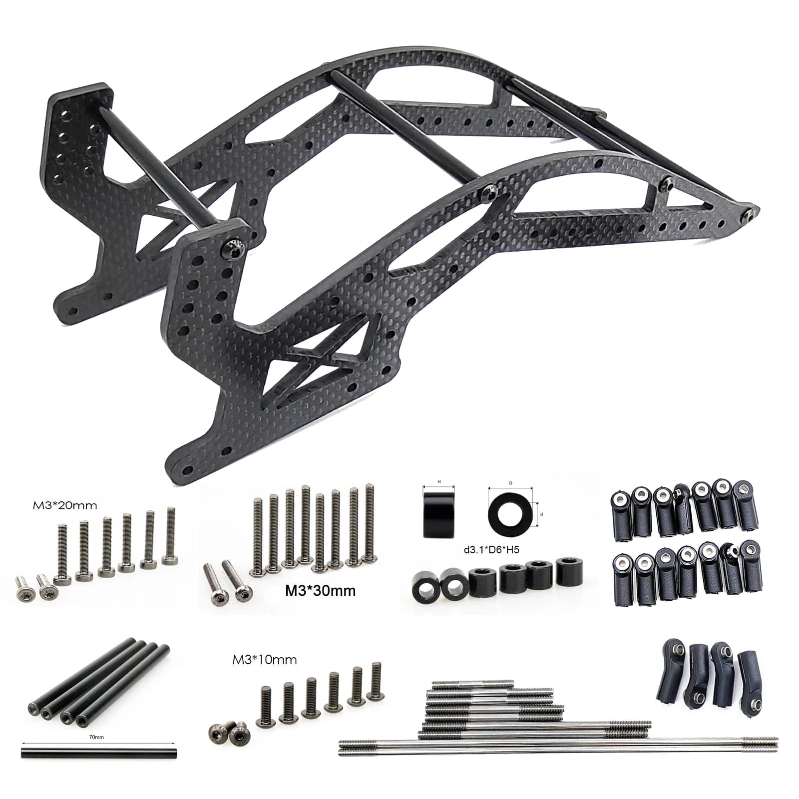 RHINOESC Crawler YUE ONE Shafty MOA Carbon Fiber Crawler Chassis Full 4.0mm 3K Carbon Fiber Chassis Frame for 1/10 RC Crawler Car (YUE01-B Set)