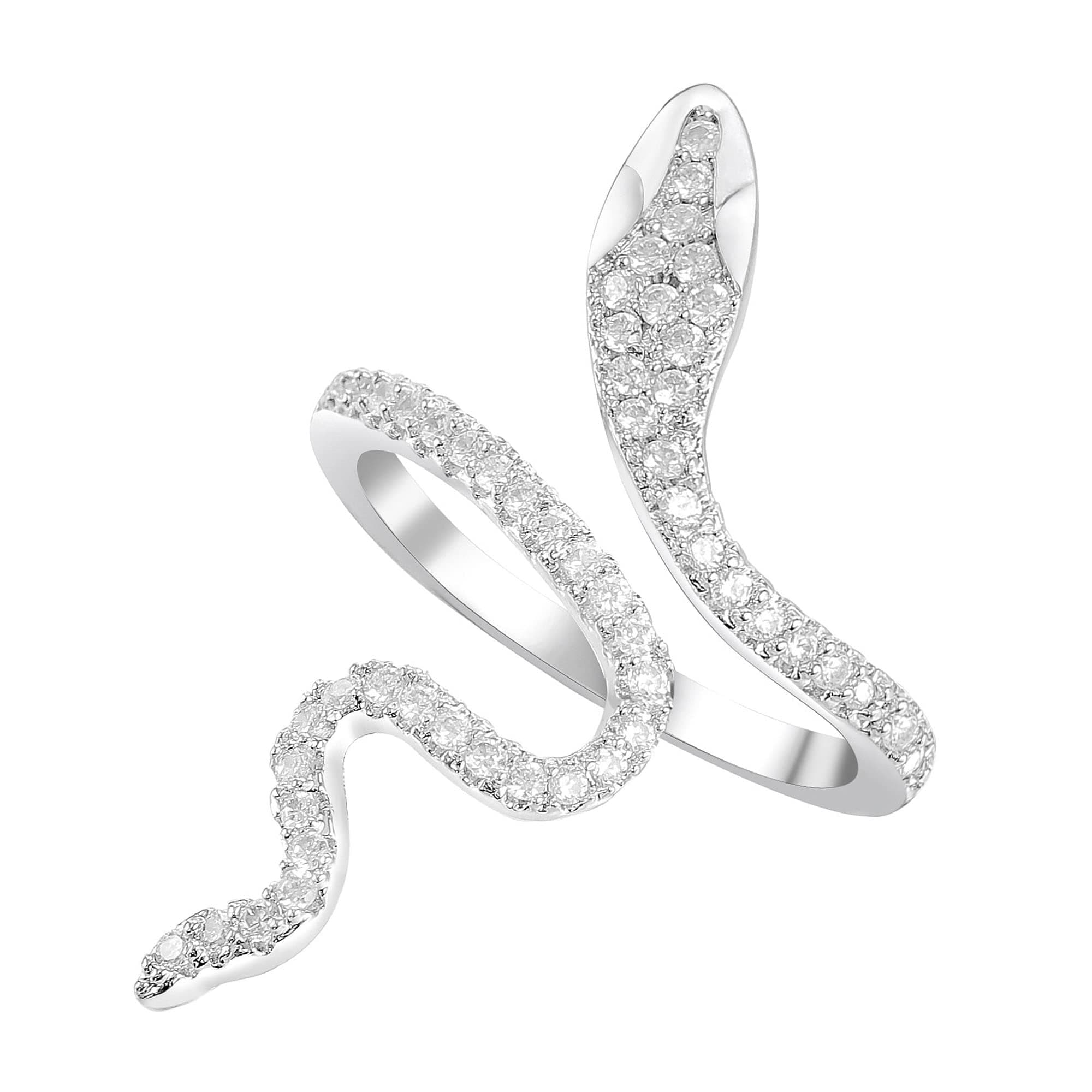 18K Snake Jewelry Rhinestone Snake Ring for Women