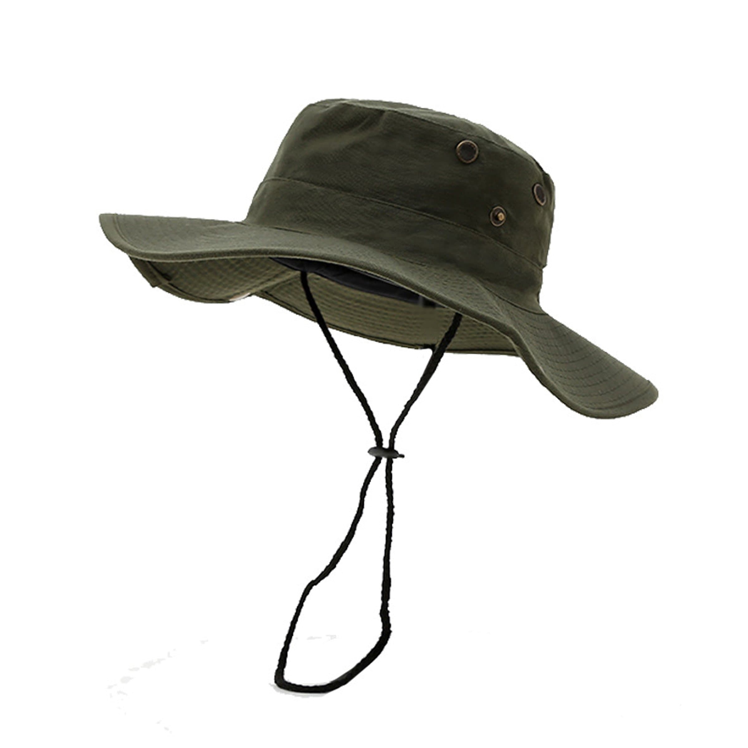 Fonshow Jungle Camo Boonie Sun Hat Snap Wide Brim Caps Outdoor Fishing Hunting Bucket Safari Cap JON56-Army Green