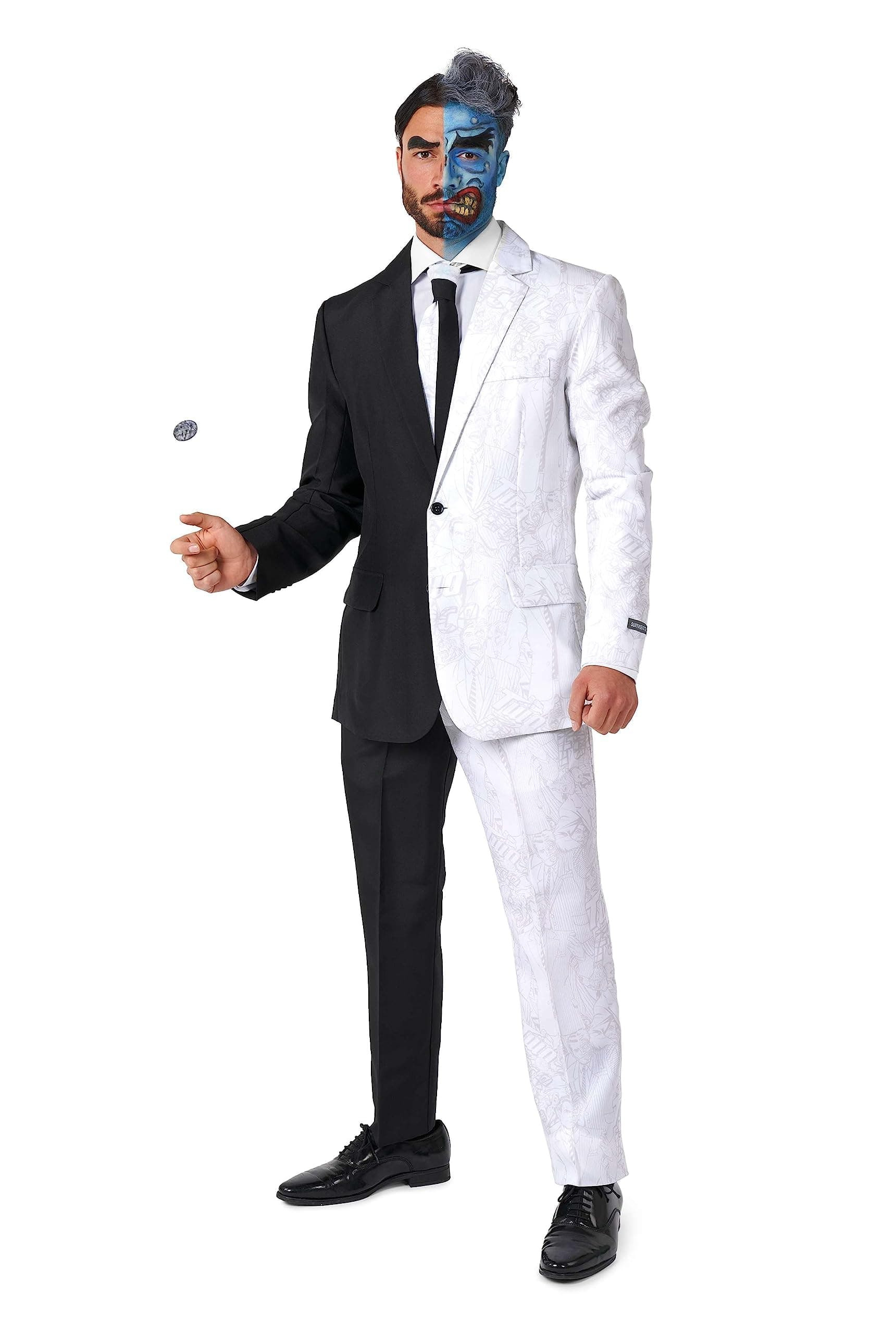 Men's Costume - Two Face - DC Characters Slim Fit Suit - Black and White