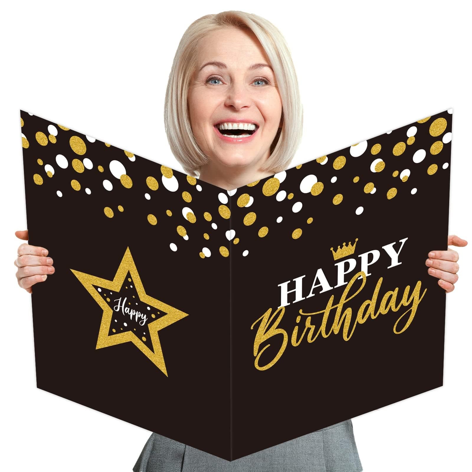 party greeting Jumbo Birthday Card Giant Guest Book Happy Birthday Party Decorations Supplies Gifts for Office Teacher Women Men Co-Worker -Large 14 x 22 inches
