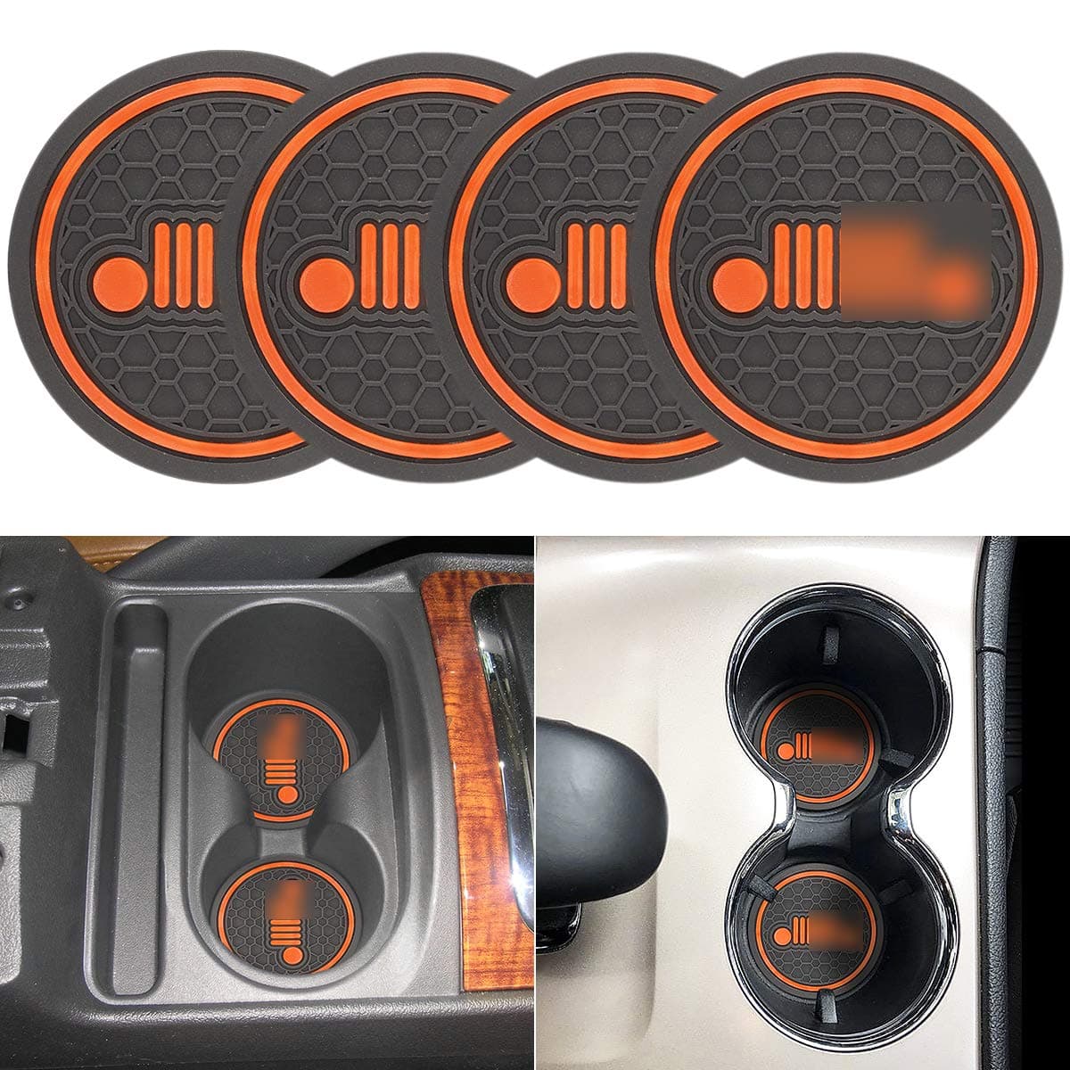 2.75 Inch Diameter Anti Slip Cup Holder Coaster Can Insert Mats 2PCS for Grand Cherokee Patriot Grand Cup Holder Pad Car/Vehicle Interior Accessories (Orange, Pattern 1)