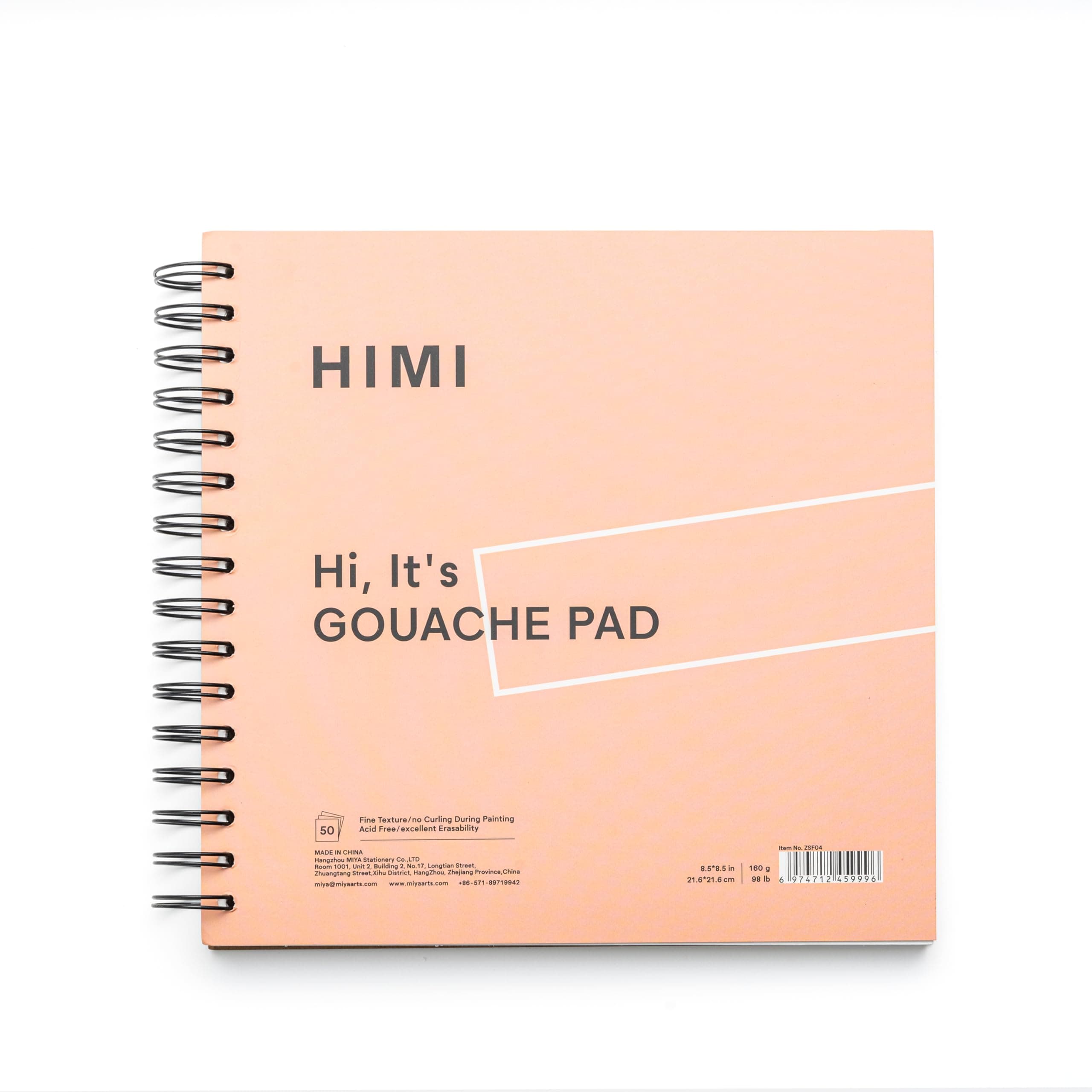 HIMI Gouache Pad 8.5X8.5''(98lb/160g) 50 Sheets Mix Paper Pad, Side Wire Bound, Fine Texture, in Gouache Acrylic Art Pad for Sketching, Ink Sketch Book, Art Supplies Drawing Pad Gift (Pink)