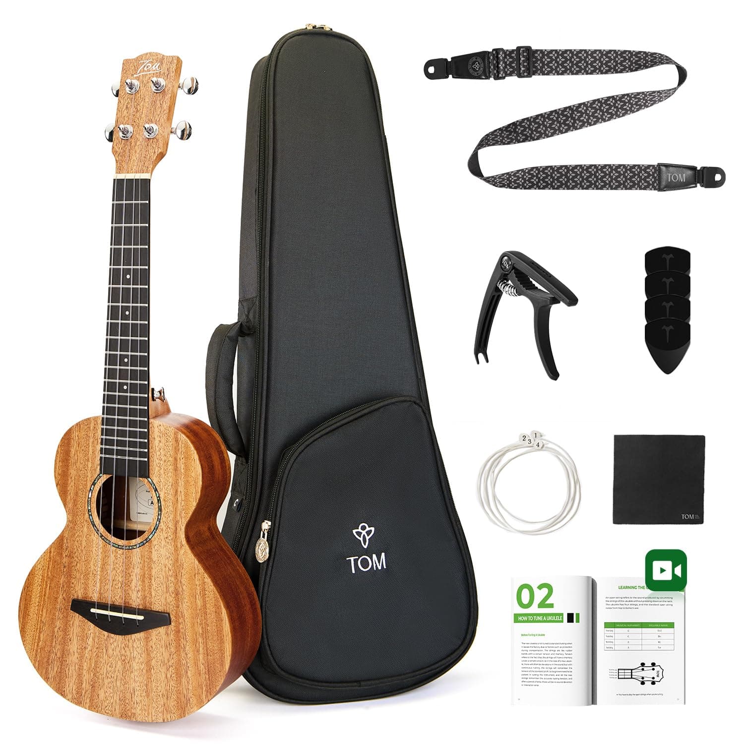 23" Solid Top Mahogany Concert Ukulele – Ukelele Beginner Kit Includes Quick Locking Ukulele Strap for Professional, Beginners, Adults & Kids, Deep Resonance with D’Addario Strings (AM5-Concert)