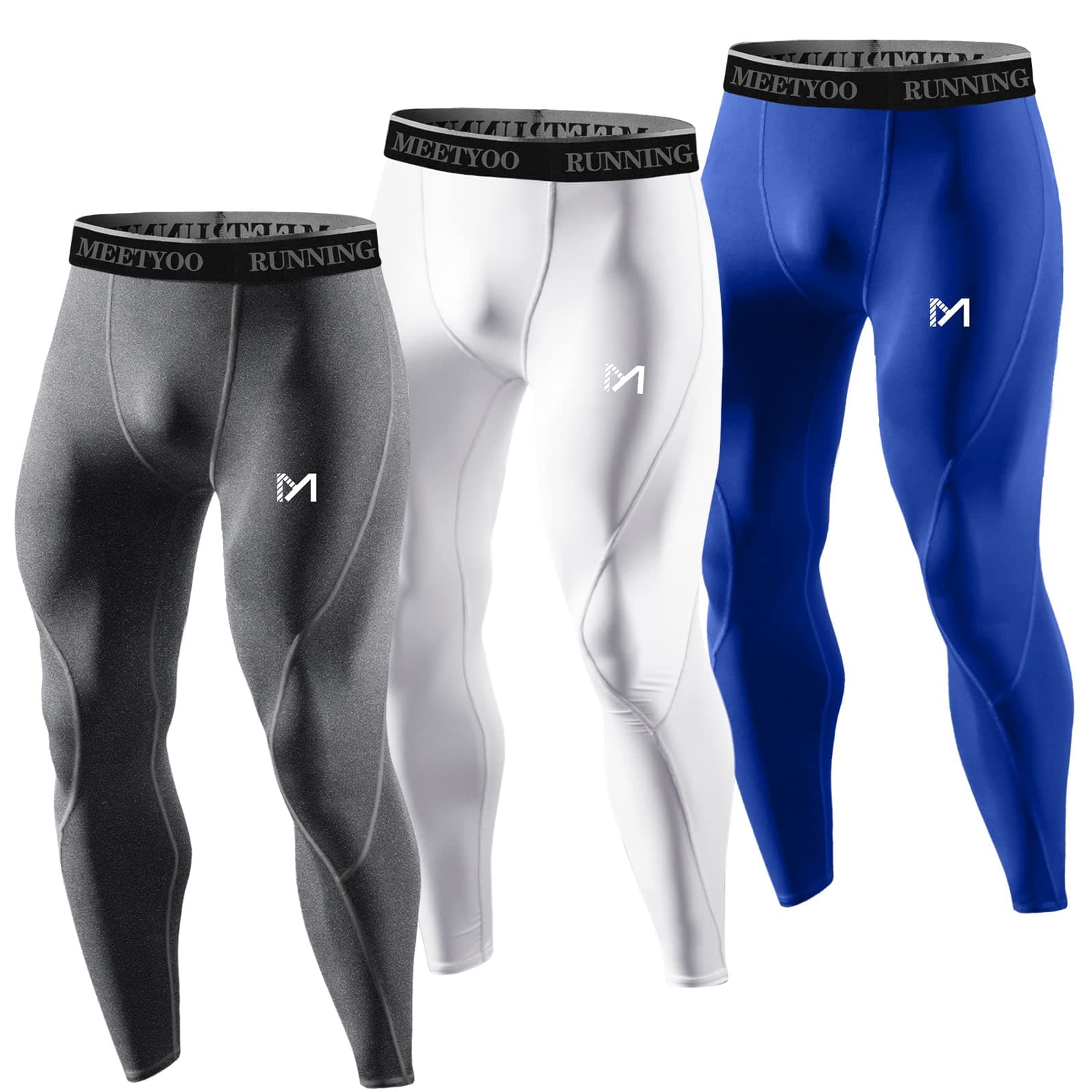 MEETYOOMen's Compression Pants, Cool Dry Sports Workout Running Tights Leggings