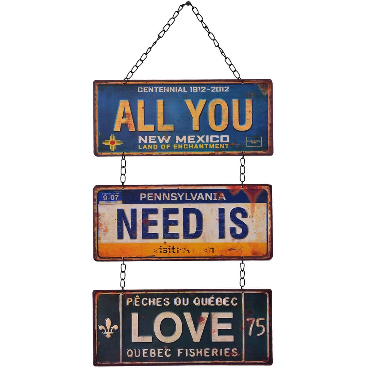 NIKKY HOMEAll You Need is Love Metal Antique Wall Art Hanging Sign Plaque 70s Room Decor 12.01 x 0.2 x 23.82 Inches