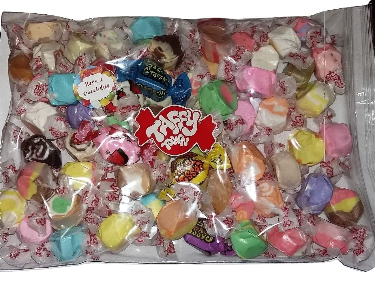 Assorted salt water taffy "HAVE A SWEET DAY" 500g bag GUARANTEED OVER 60 DIFFERENT FLAVOURS