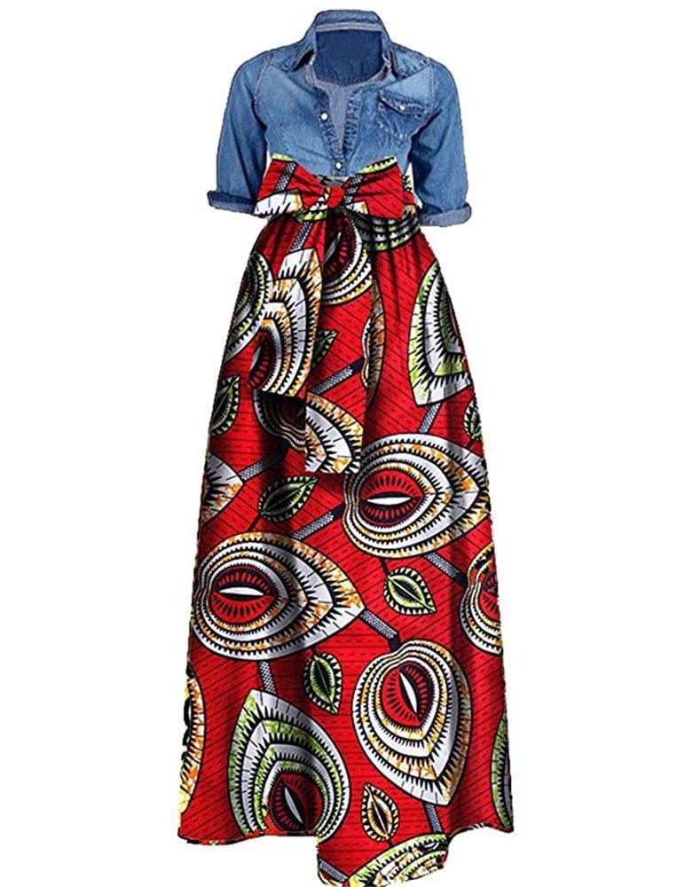 Outgobuy Women's Traditional African Dashiki Dress Long Maxi A Line Skirt Ball Gown