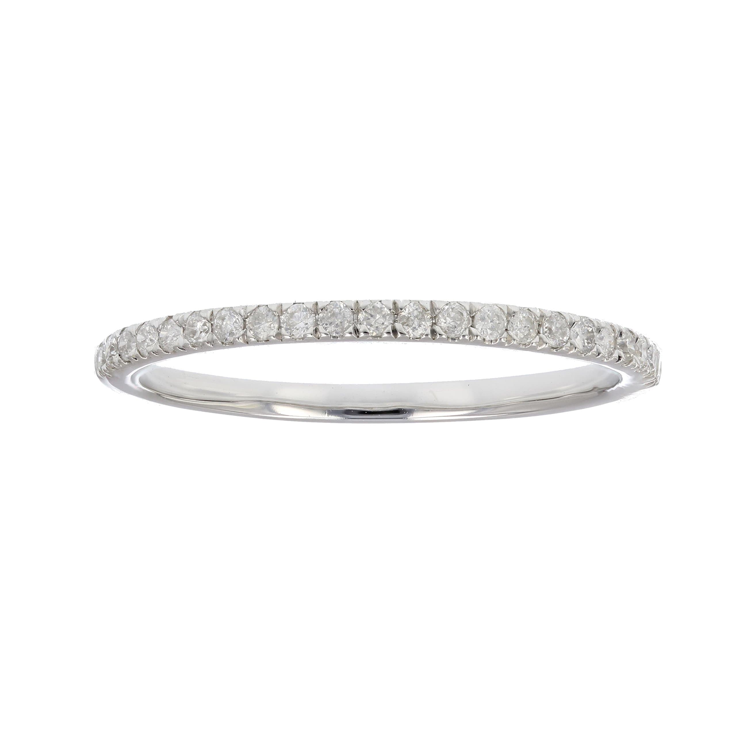 Vir Jewels 1/6 cttw Pave Round Diamond Wedding Band for Women in 10K White Gold Prong Set, Size 4.5-10