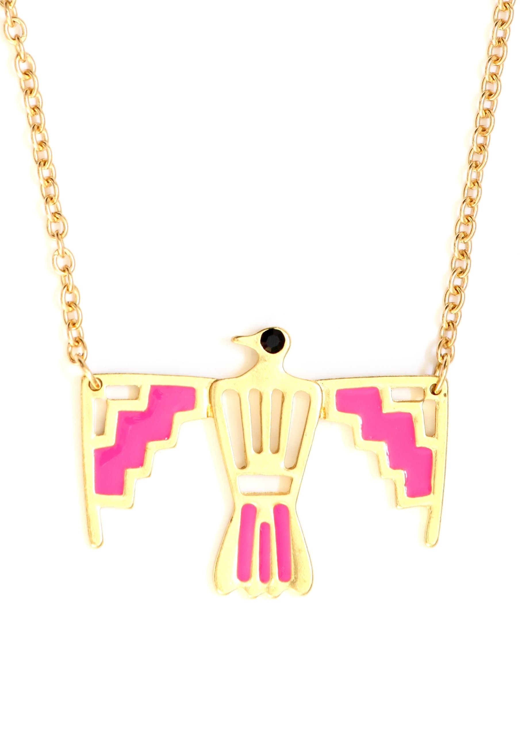 Magic Metal Thunderbird Necklace Gold Tone Southwest NM23 Pink Bird Native Indian Pendant Fashion Jewelry