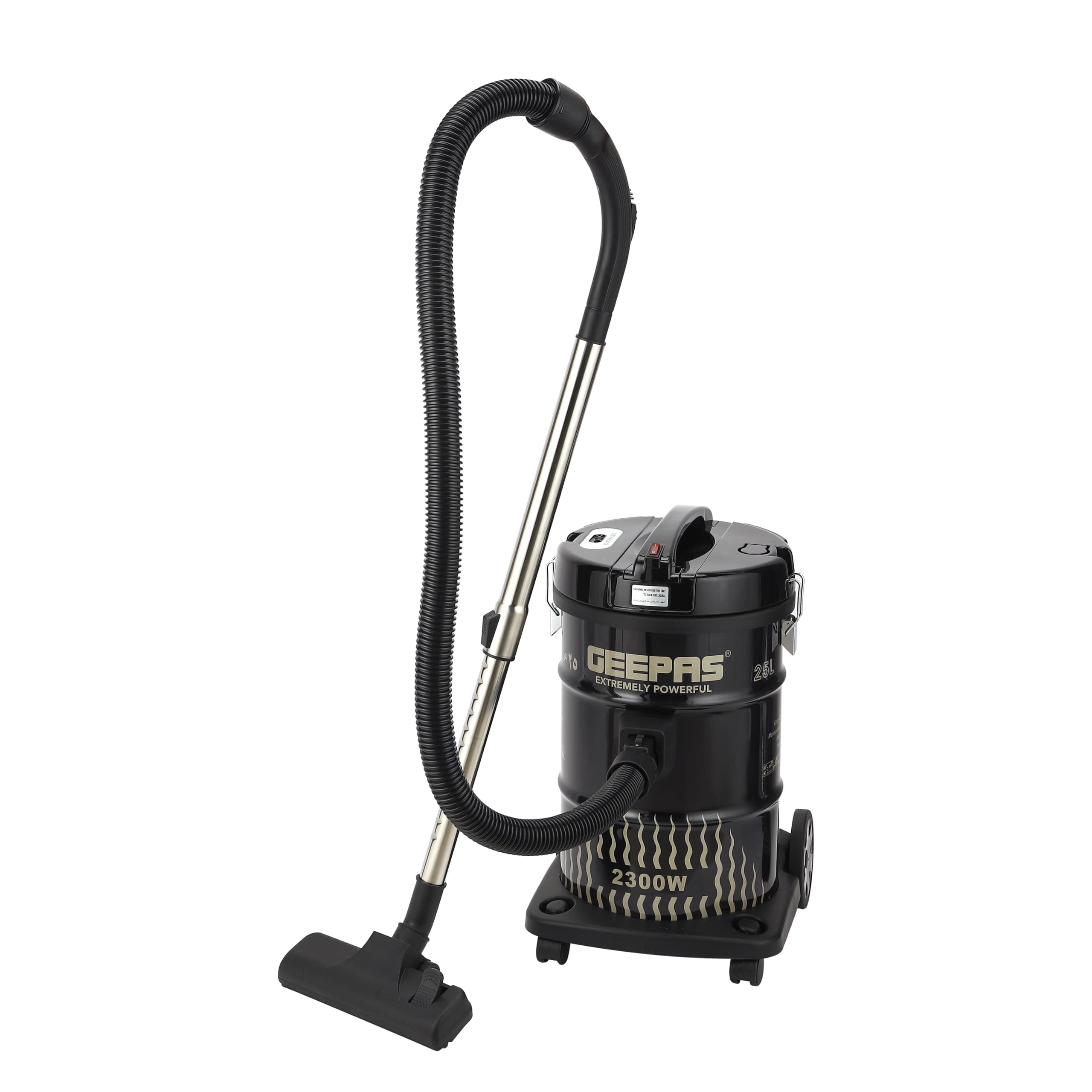 Geepas 21 L Dry and Blow Vacuum Cleaner- GVC2592| 2300W Stainless Steel Drum Tank with Powerful Copper Motor| Comfortable Handle| 2-Year Warranty