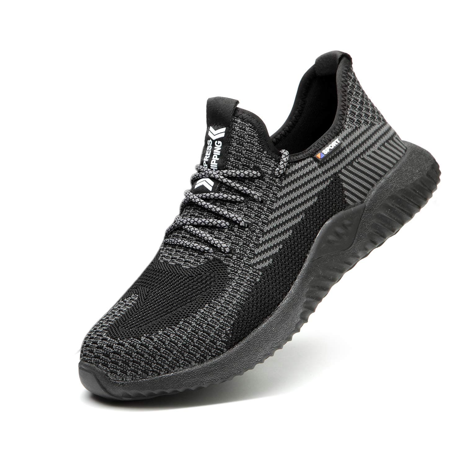 Men's Safety Shoes Breathable Lightweight with Steel Toe Safety Work Shoes, Industrial and Sports Shoes Black Size: 4 UK