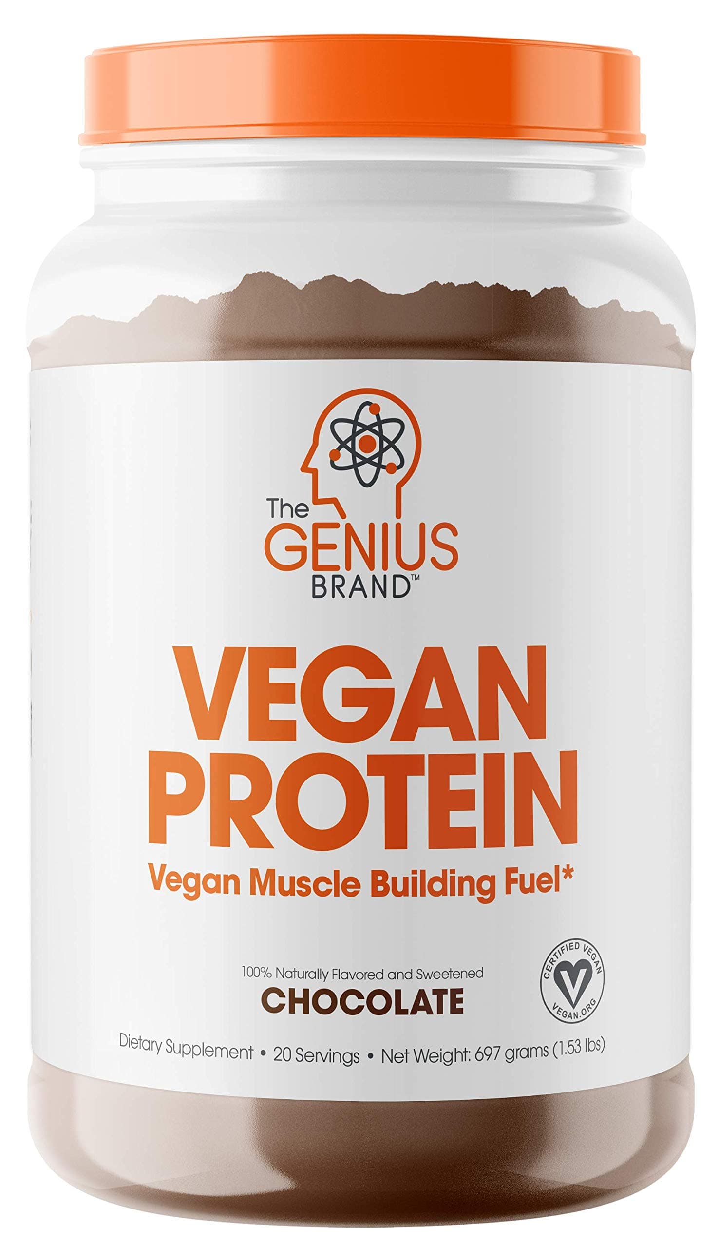 Genius Vegan Protein Powder – Plant Based Lean Muscle Building Shake | Best Pea + Pumpkin Protein Sources – Ideal Lean Body Shake for Men & Women – All in One Nutritional Sport Drink (Dairy Free)
