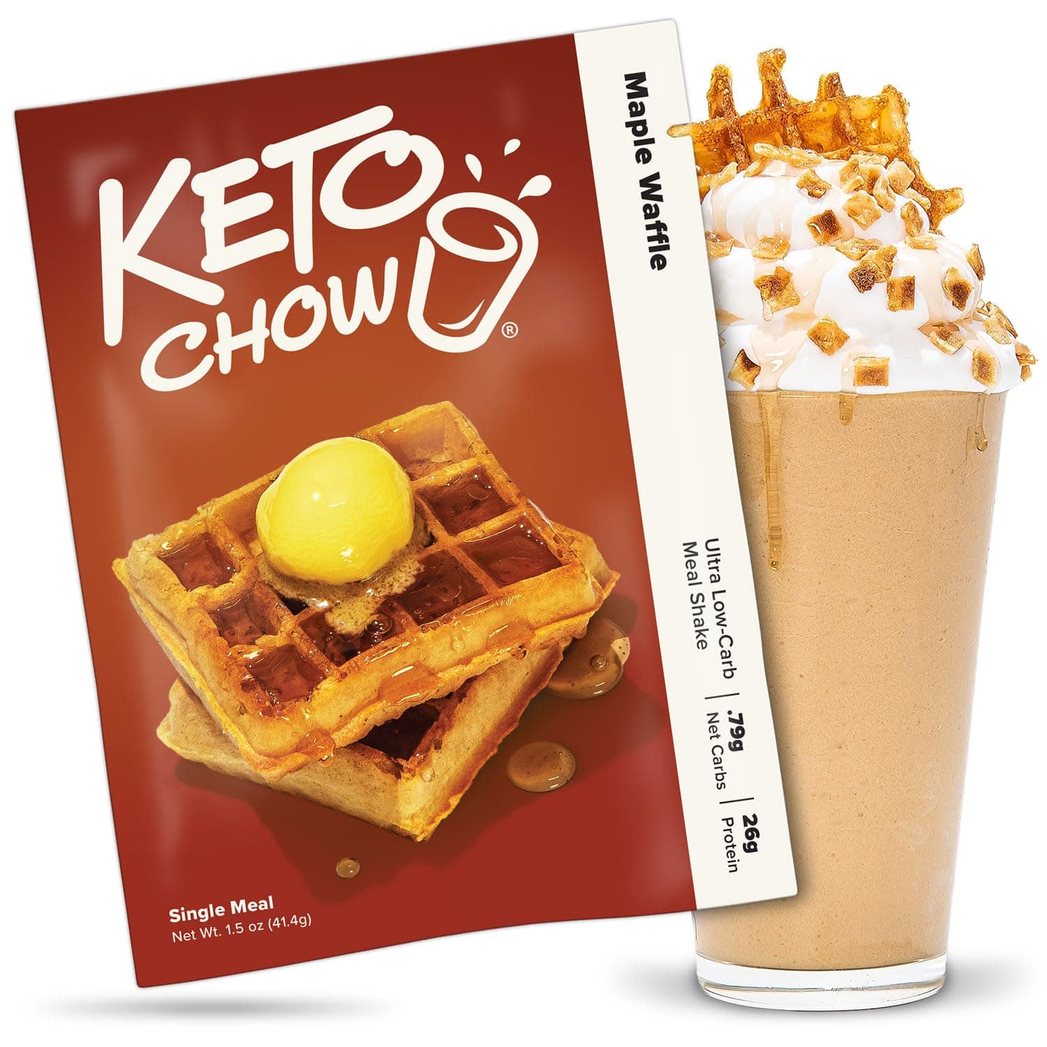 Keto Chow Maple Waffle | Keto Meal Replacement Shake Powder | Nutritionally Complete Keto Food | Low Carb Keto Meals | Delicious Easy Meal Substitute Drink | Protein Rich You Choose The Fat | Single Meal Sample