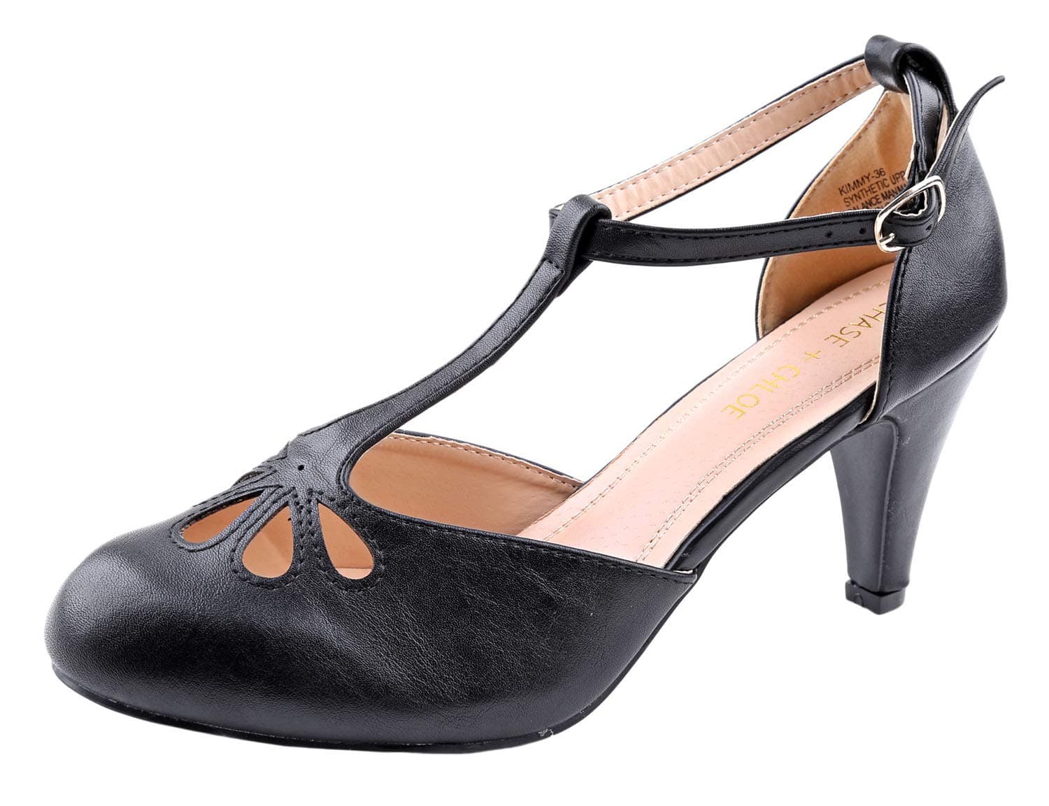 Womens KIMMY-LOW-36 Heeled Pump Shoes Black Pu 8.5