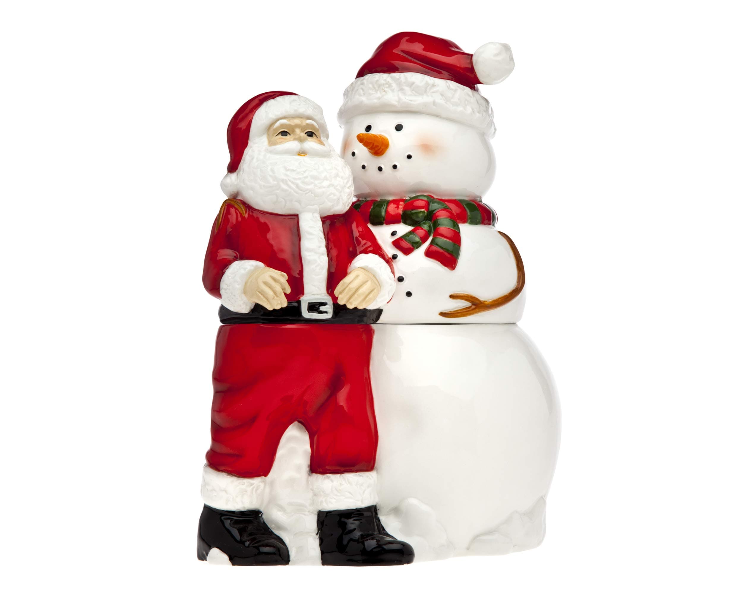 Godinger Silver Art Santa/Snowman Cookie Jar, Red