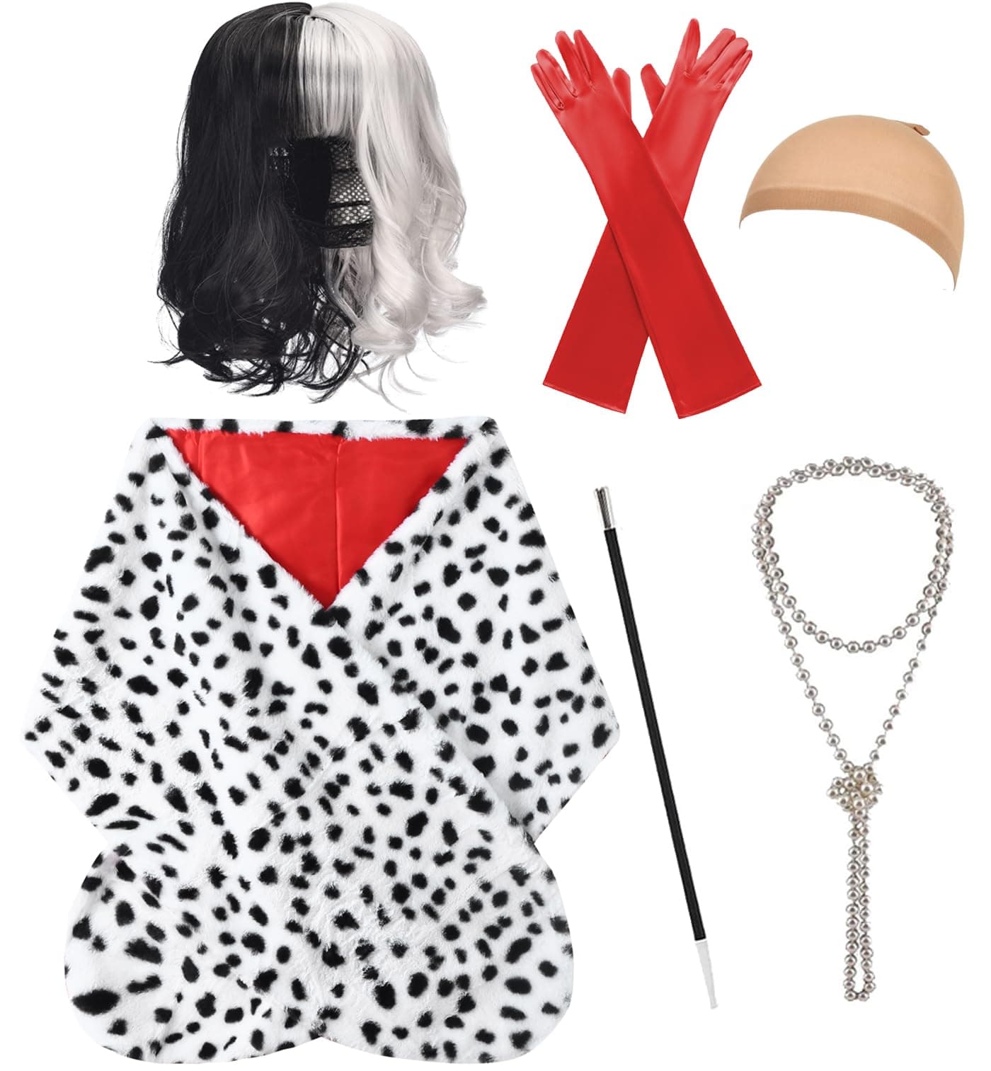 Halloween Cosutme for Women 2024 Cruella Deville Cosplay Coat Shawl for Adult